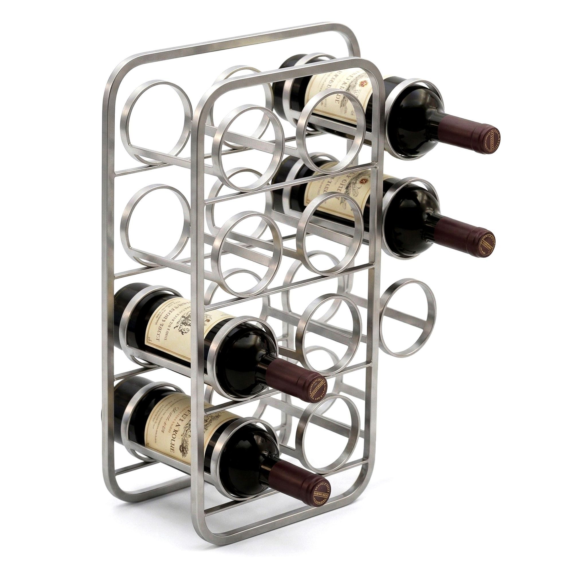 furnicato Weinregal Weinflaschenregal 47x34x15 cm Silber, 1-tlg., Handgefertigter Weinhalter für 11 Flaschen in der Küche oder Bar