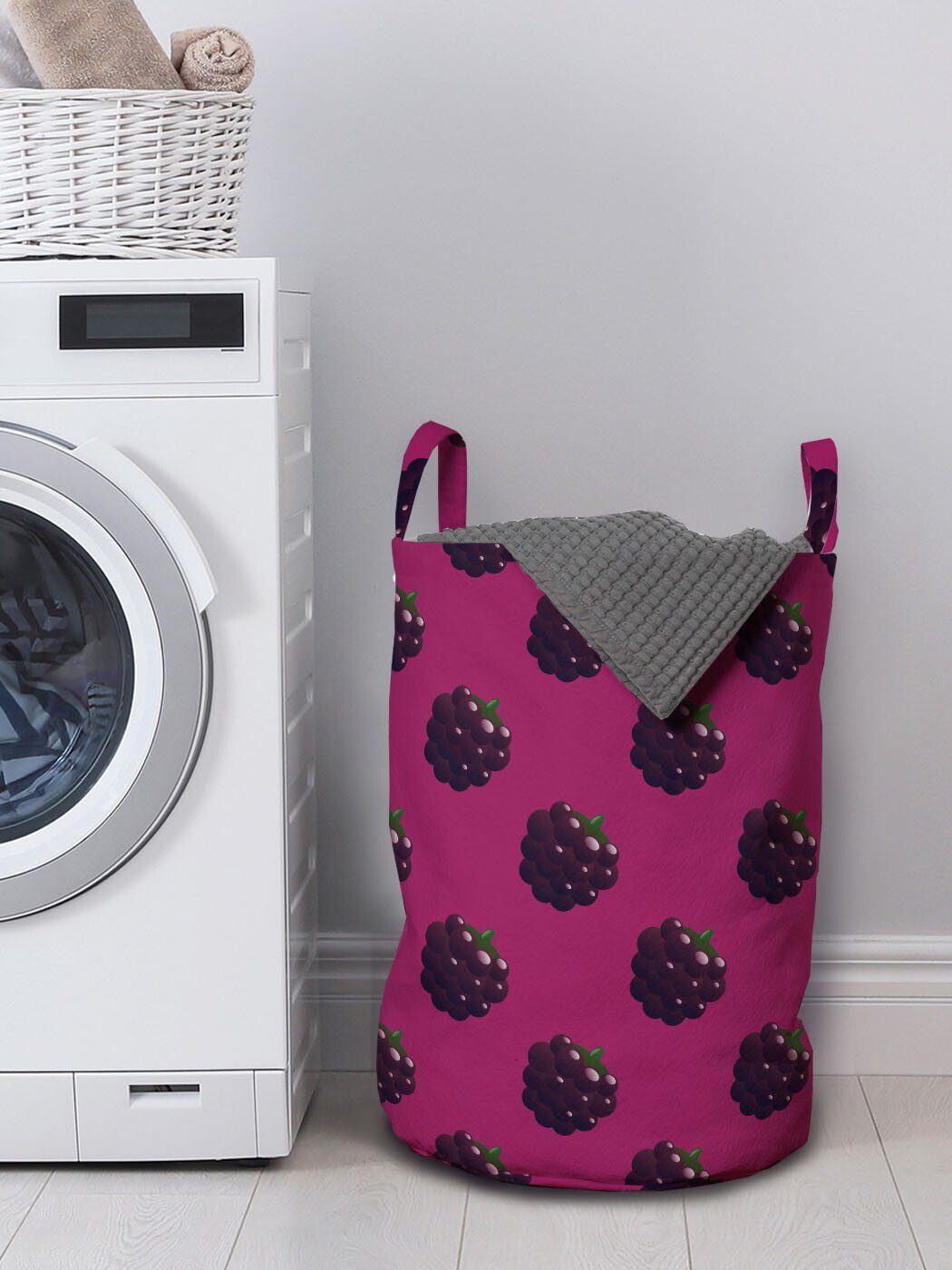 Kordelzugverschluss mit Waschsalons, Natürliche saftige Wäschekorb Abakuhaus für Brombeeren Griffen Farbe Wäschesäckchen