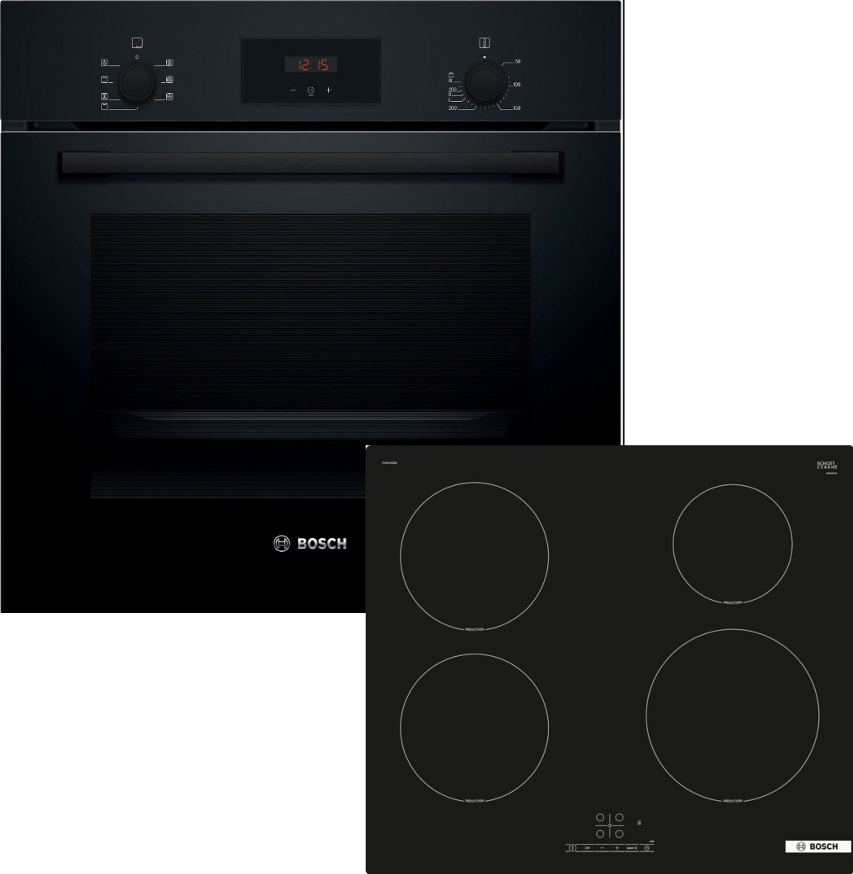 BOSCH Backofen-Set 2 HBF133BA1, mit nachrüstbar, 3D-Heißluft, Halogen-Innenbeleuchtung