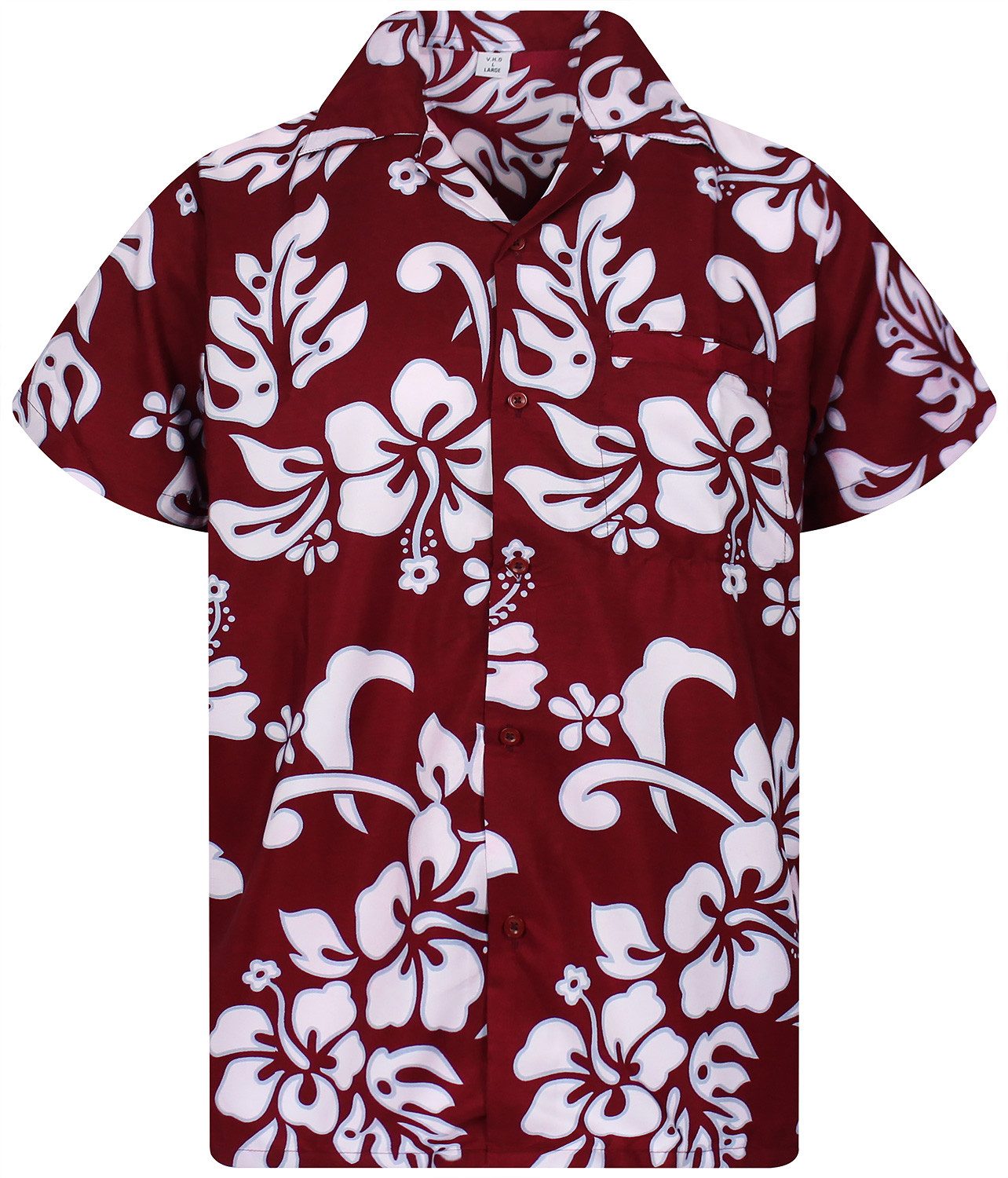 King Kameha Hawaiihemd Hibiscus Funky Hawaii-Hemd Herren Kurzarm Front-Tasche Stylish Unisex