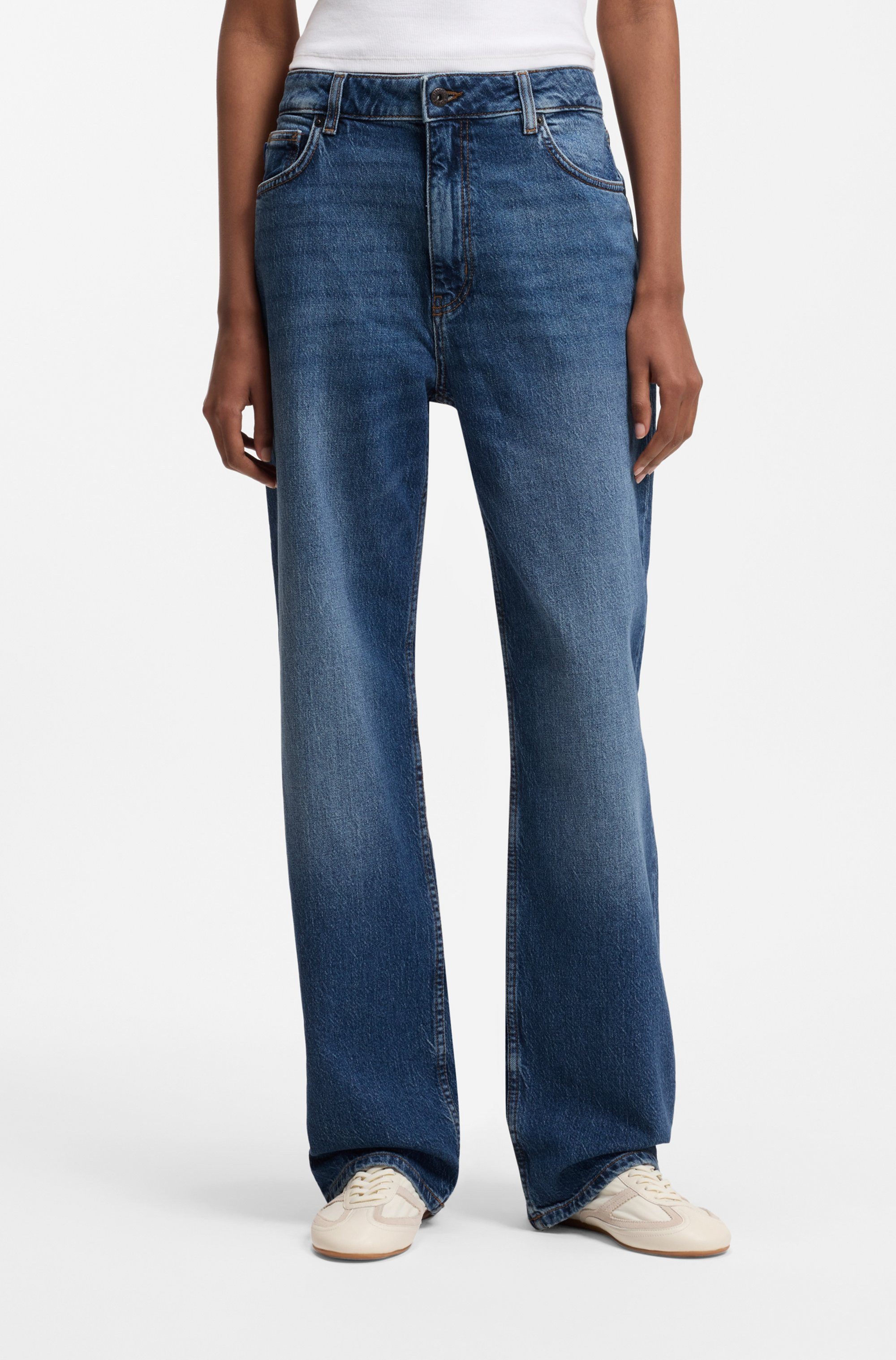 HUGO Blue Straight-Jeans Elyah Straight Fit Jeans mit hoher Leibhöhe, Tall Länge 36