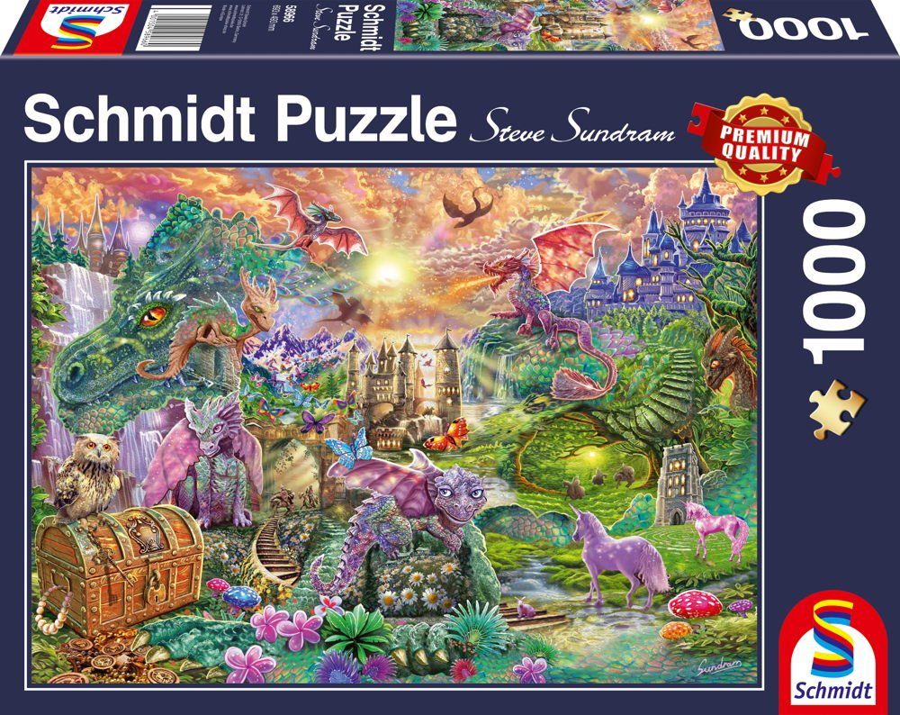 Schmidt Spiele Puzzle 1000 Teile Puzzle Verzaubertes Drachenland 58966, 1000 Puzzleteile