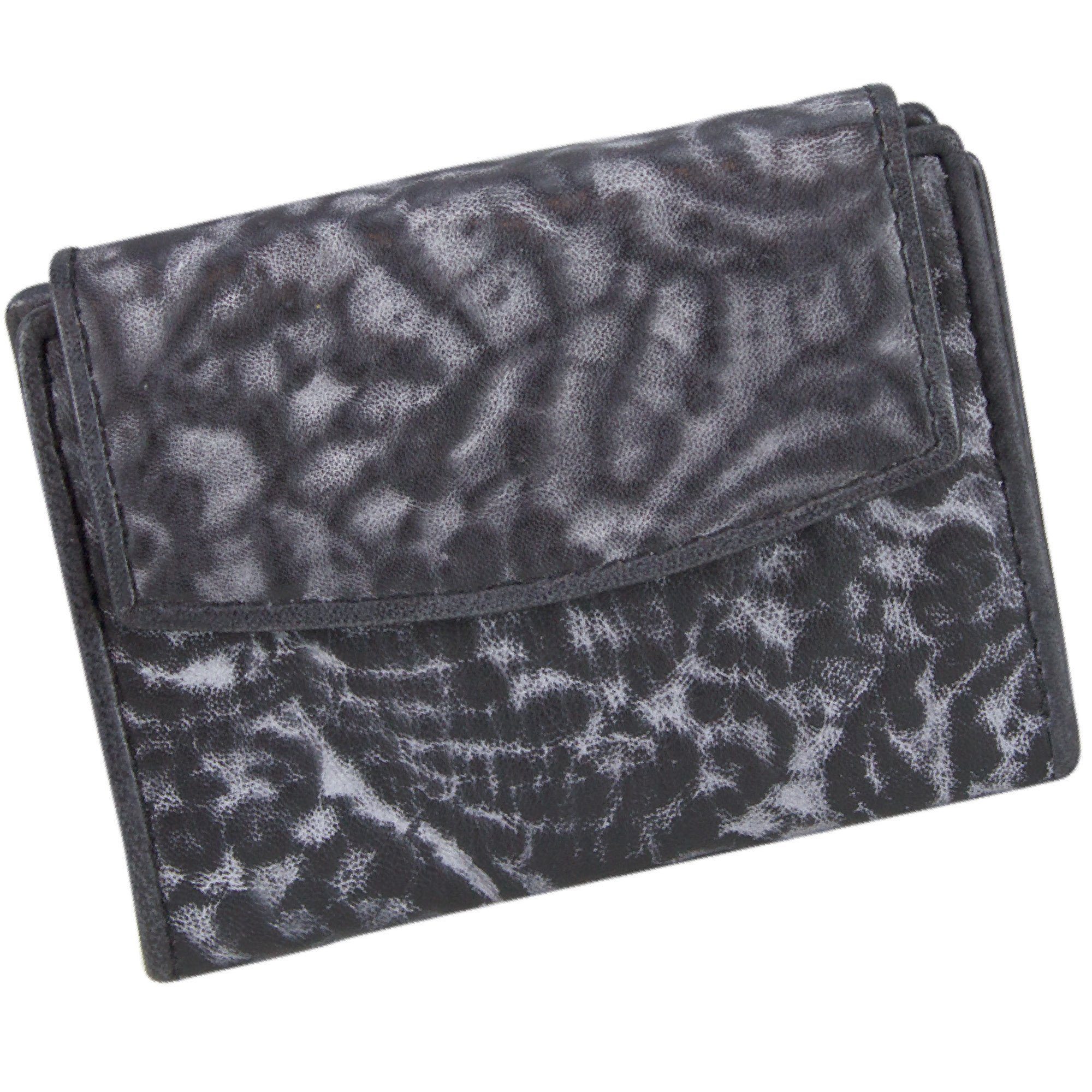 Sunsa Geldbörse Kleine Leder Geldbeutel Vintage Portemonnaie Brieftasche Damen, echt Leder, Vintage Style, mit RFID-Schutz, zeitlos schwarz