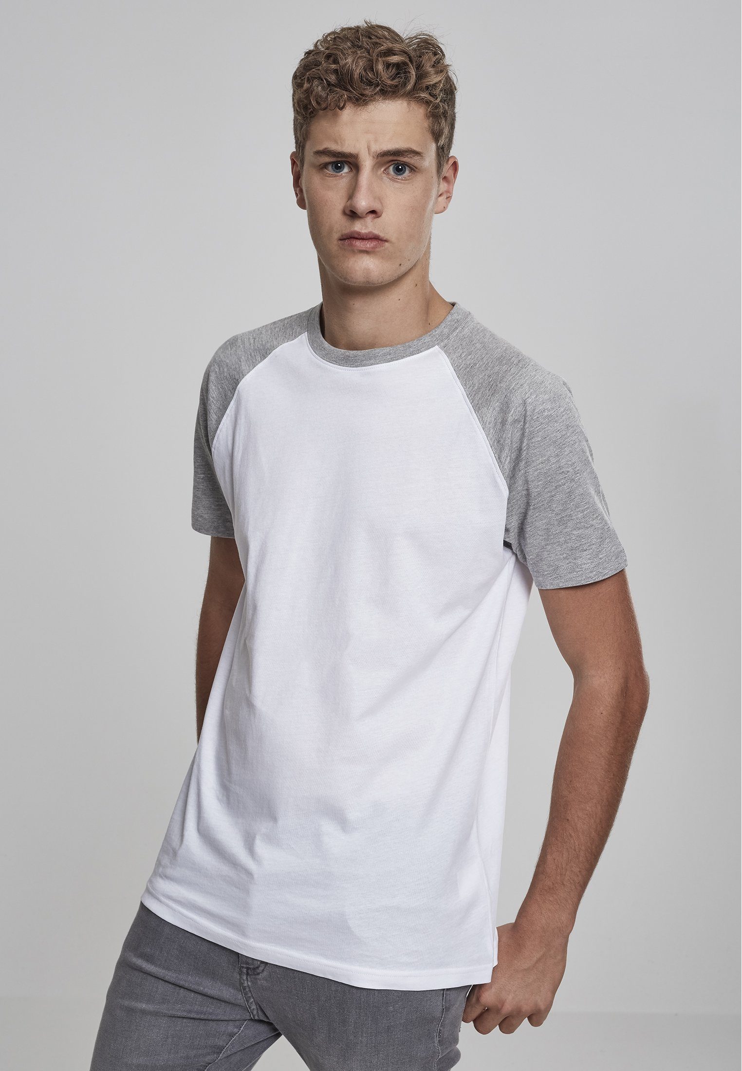 URBAN Contrast Raglan Herren T-Shirt Tee white/grey (1-tlg) CLASSICS