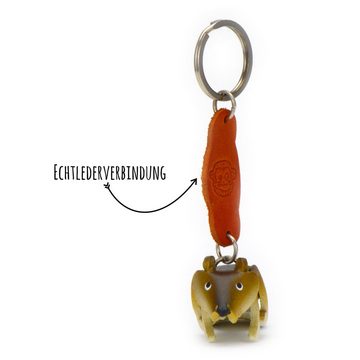 Monkimau Schlüsselanhänger Biber Schlüsselanhänger Leder Tier Figur (Packung)