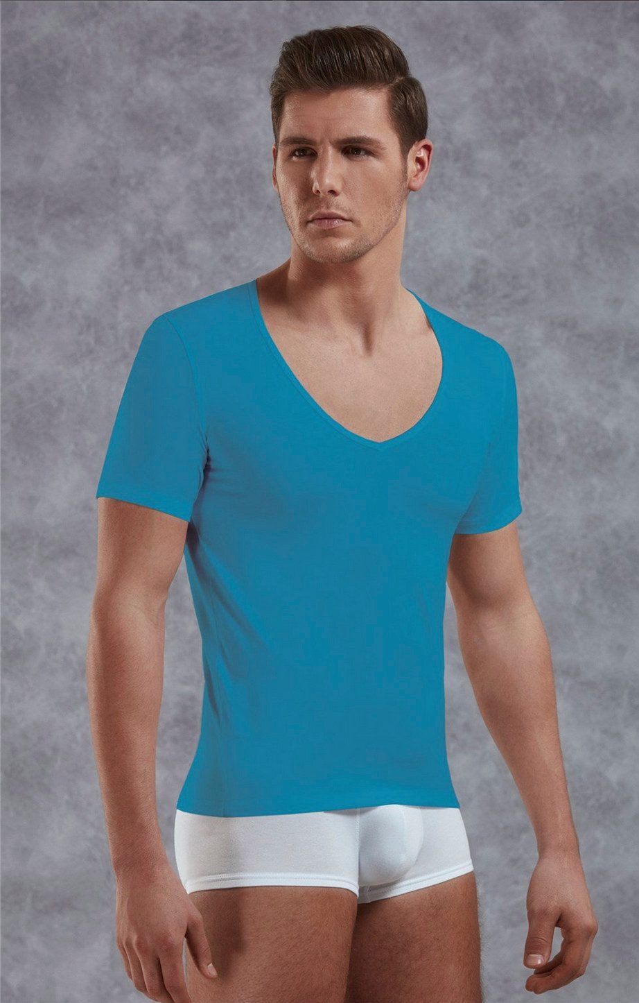 V-Shirt Herren Slim Fit T-Shirt mit tiefem V-Ausschnitt 2820