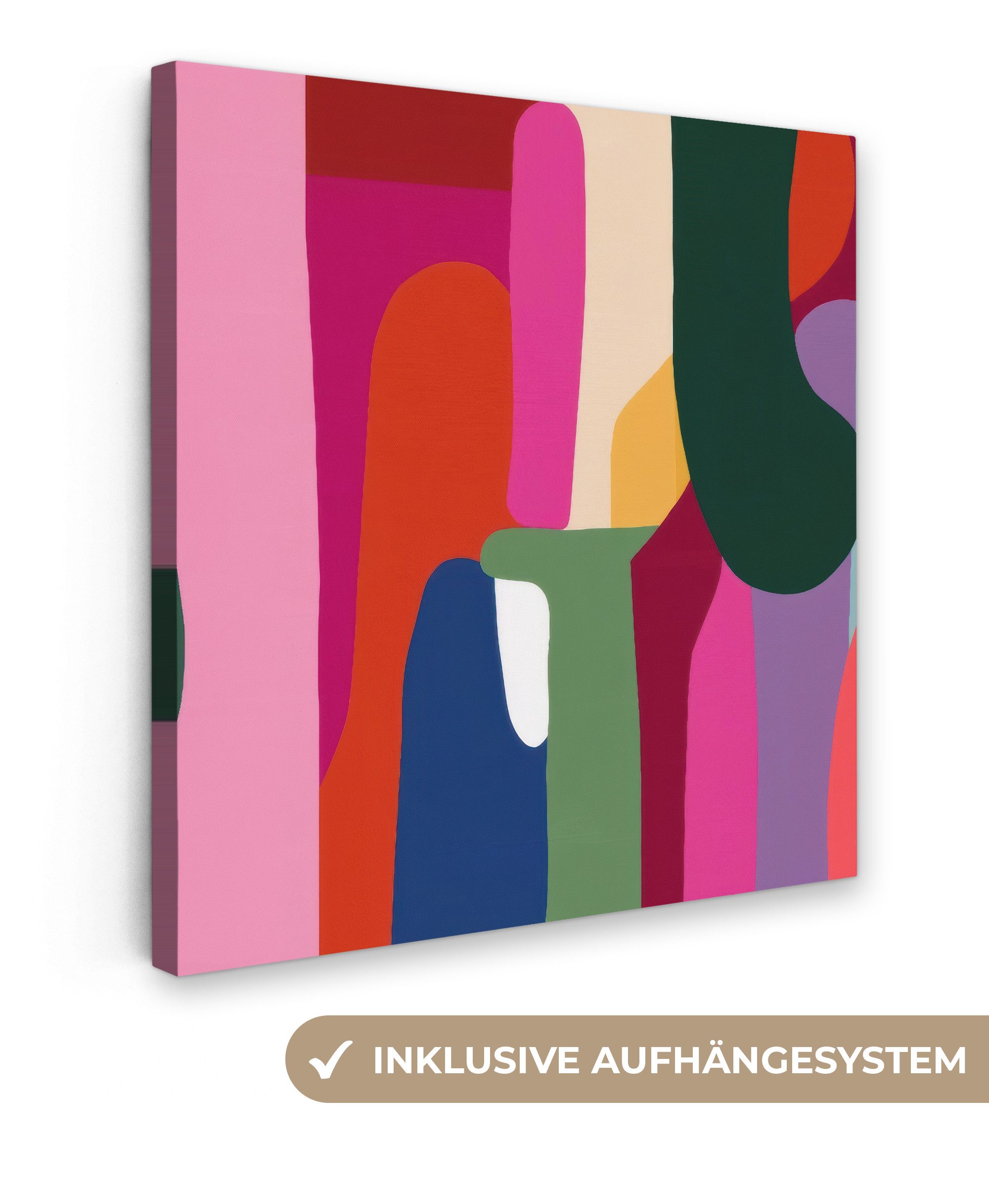 OneMillionCanvasses® Leinwandbild Farbkästen - Gerade - Rund - Abstrakt, Fotodruck (1 St), Wandbild, Deko Schlafzimmer Wohnzimmer Flur 20x20 cm
