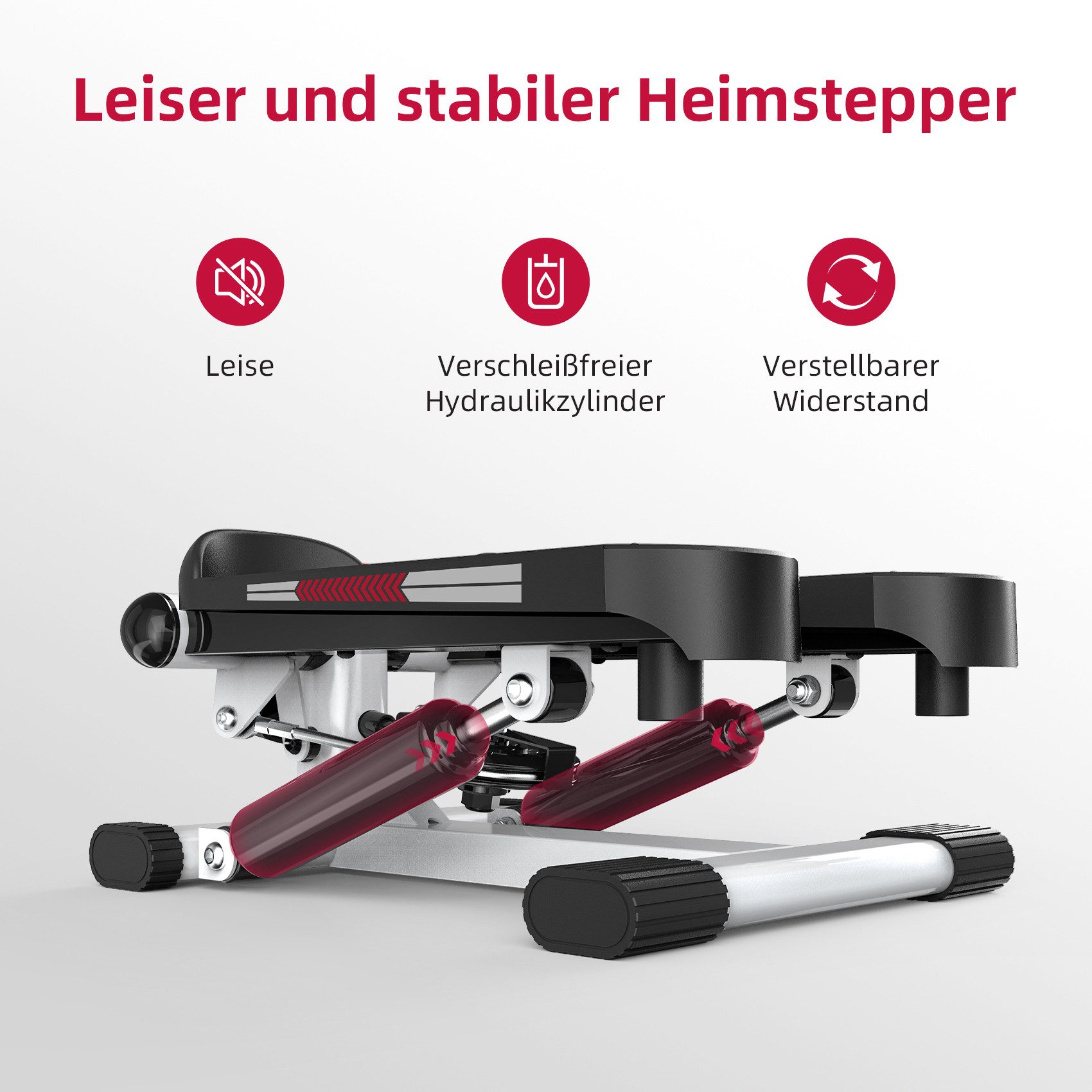 JASPORT Mini-Stepper ST1 2-in-1 Mini Stepper mit Widerstandsband (2-in-1 Up-Down Swing Stepper mit Power Ropes), leise, max. Belastbarkeit 100kg