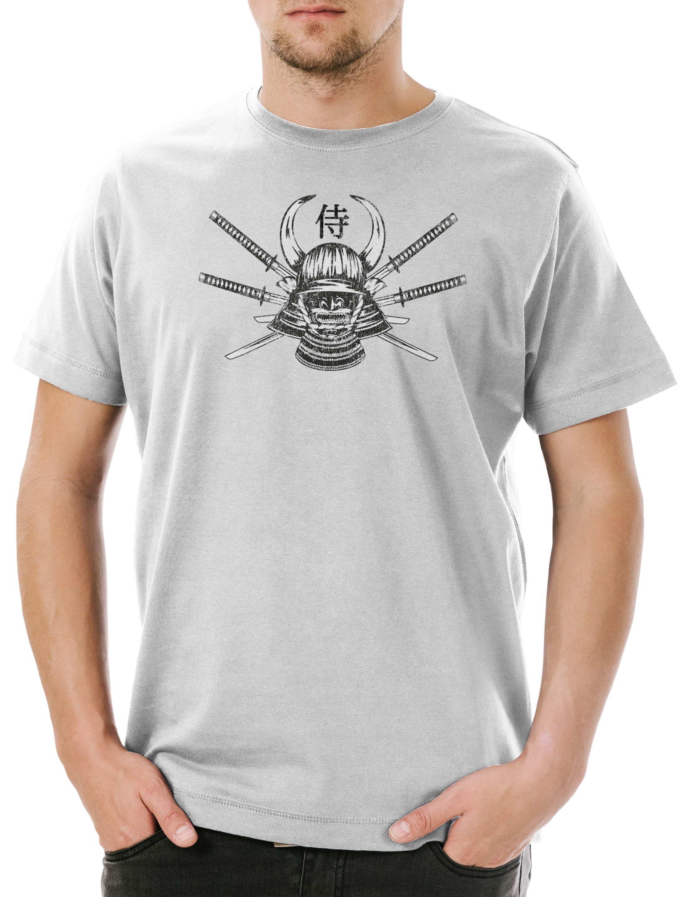 Print-Shirt Samurai II Herren T-Shirt Ninja Bushido Banzai Krieger Rüstung Helm