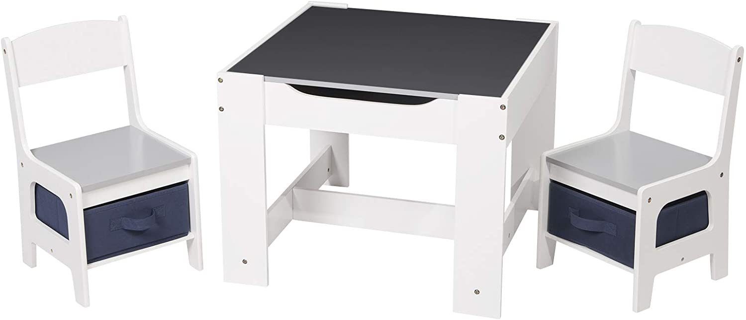 Stauraum, abnehmbar (3-tlg), mit EUGAD Tischplatte Kindersitzgruppe, Weiß