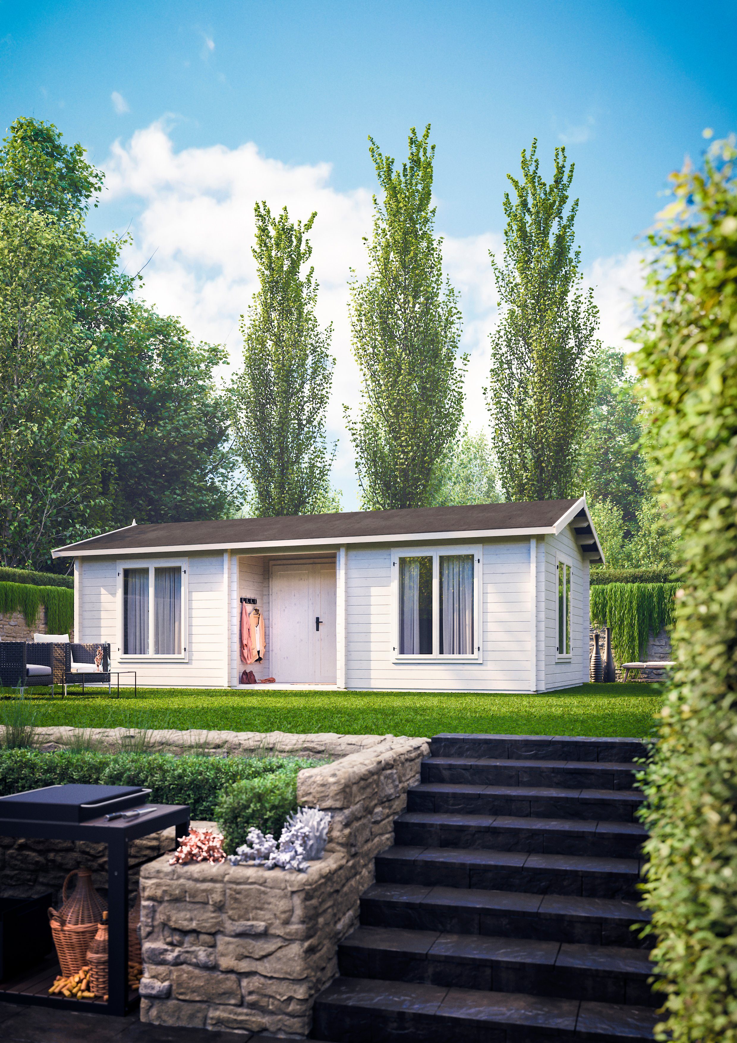 Palmako Gartenhaus Ferienhaus Anna, BxT: 790x420 cm, inklusive Fußboden