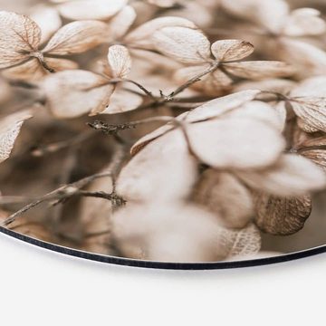 K&L Wall Art Gemälde Metallposter Wohnzimmer Samtblüten Herbst Romantik Deko Floral, Metalloptik Wandbild Ø 30cm