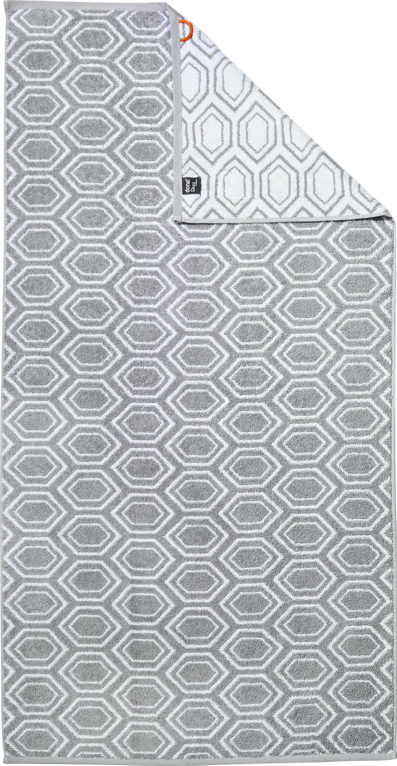 done.® Muster Jacquard-Walkfrottier Duschtuch Jacquardgewebe, Daily modernes Ethno, silbergrau-weiß Shapes (1-St),