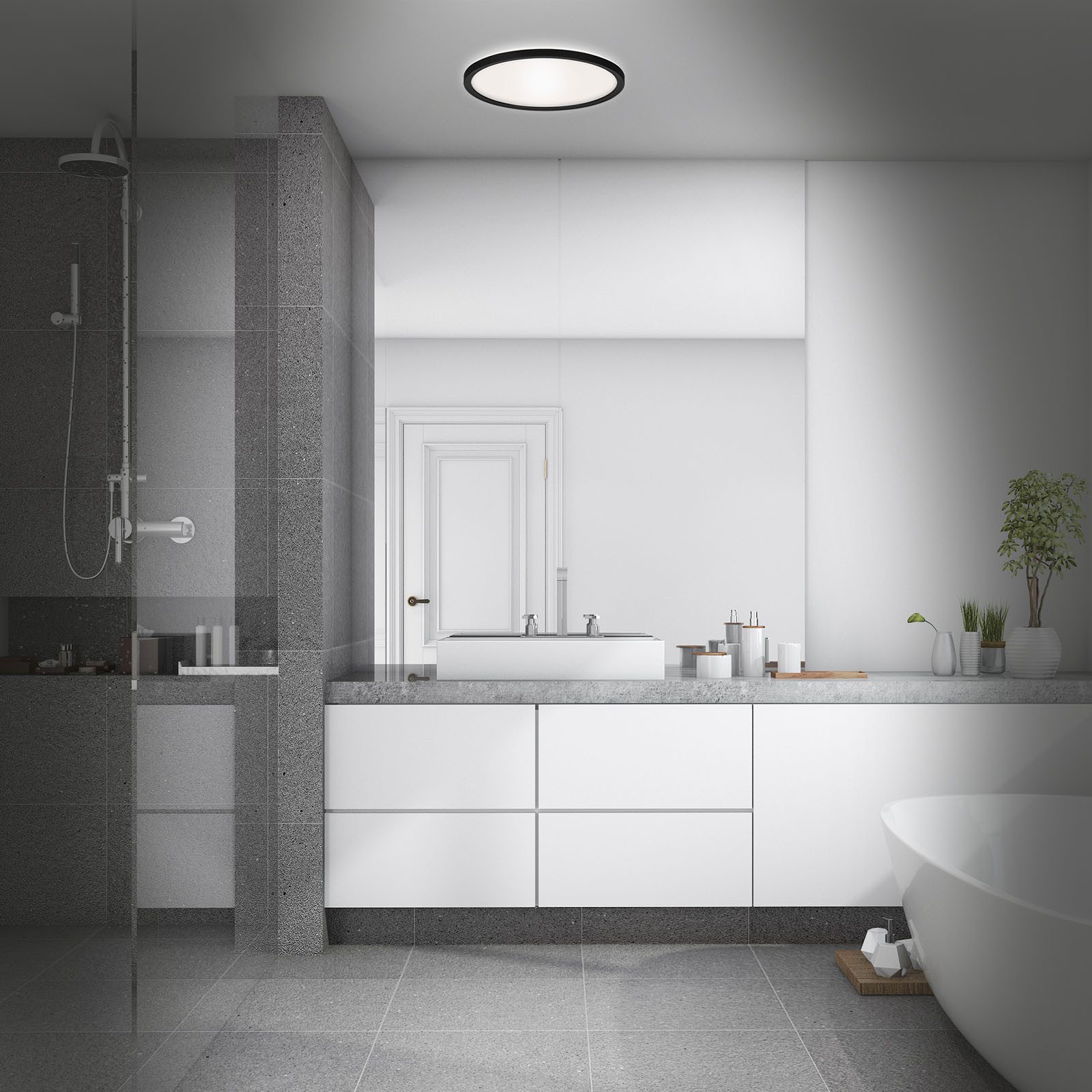 Briloner Leuchten LED Panel Deckenlampe Deckenleuchte Backlight-Effekt Badezimmer IP44, LED fest integriert, 4000K