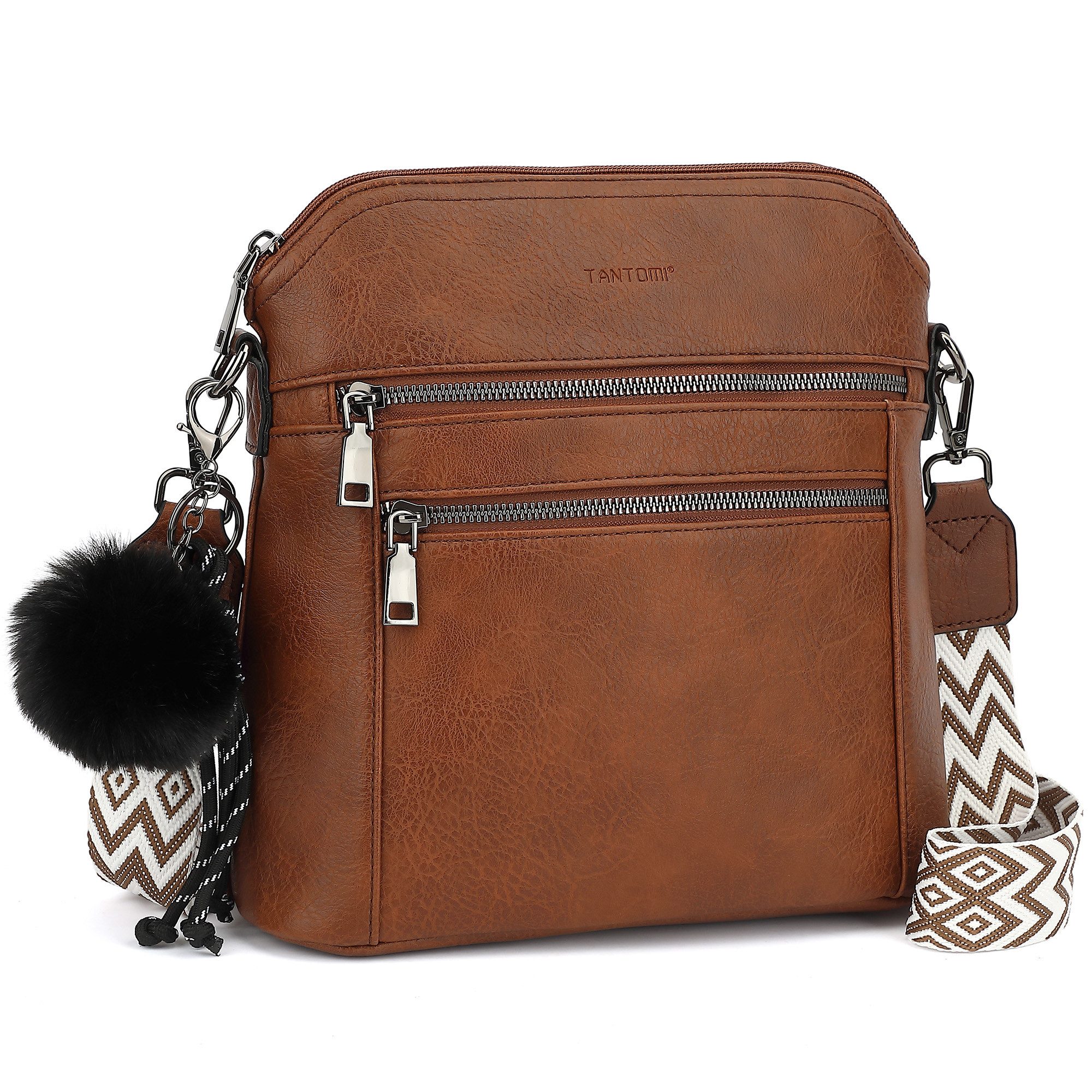 TANTOMI Schultertasche Damen Umhängetasche Mittelgroß mit Vielen Fächern, Crossbody Bag mit Verstellbar Abnehmbar Breiter Gurt
