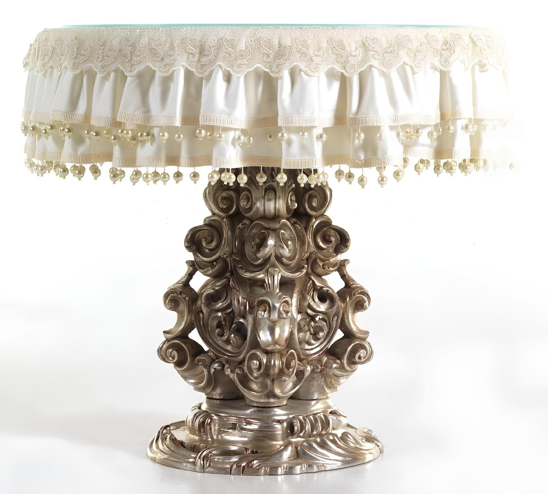 JVmoebel Nachttisch Eleganter Barock Beistelltisch aus Glas in kunstvollem Design (1-St., Nachttisch), Made in Europa