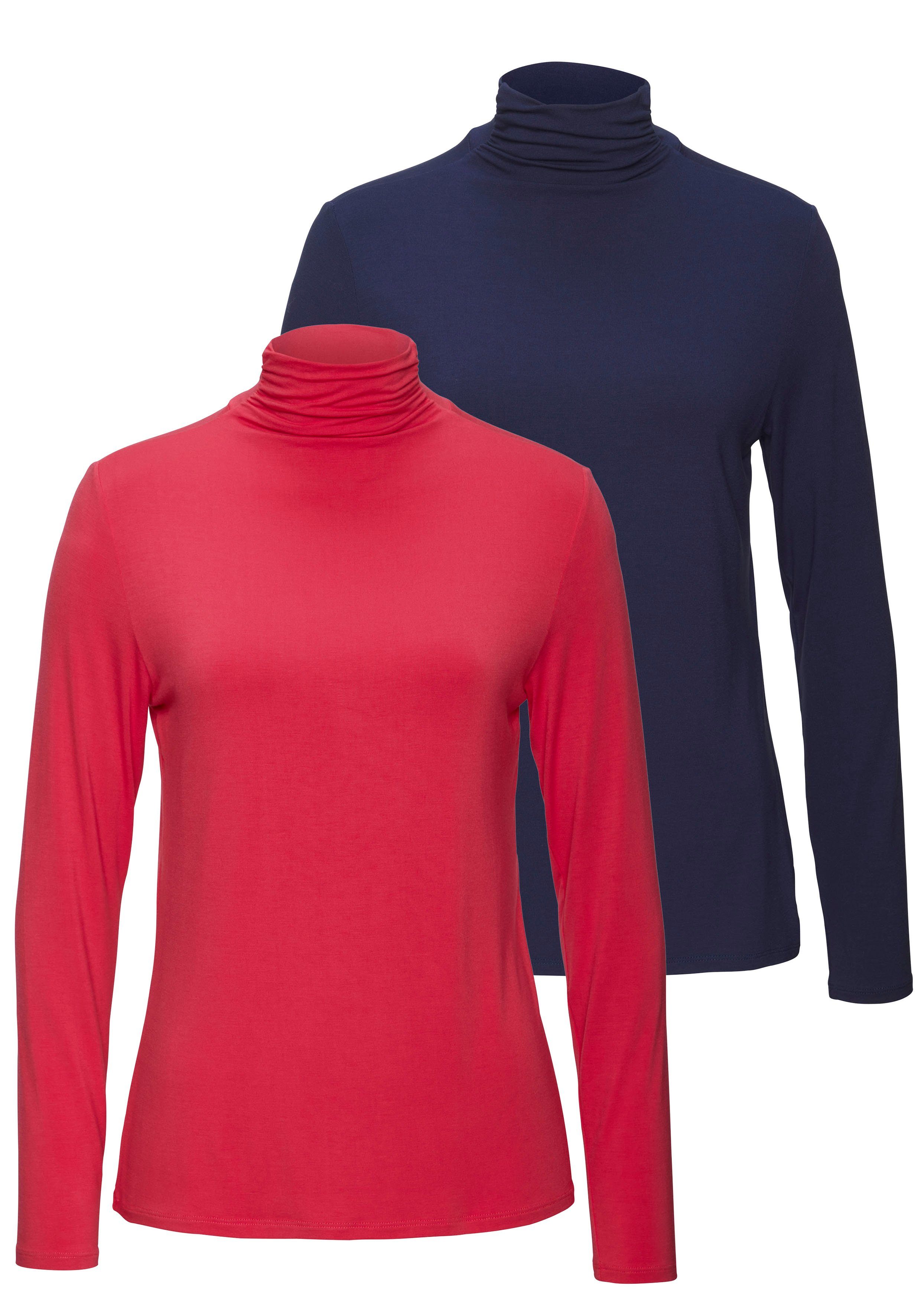 LASCANA Stehkragenshirt aus weichem Viskose-Stretch (2er-Pack) günstig online kaufen