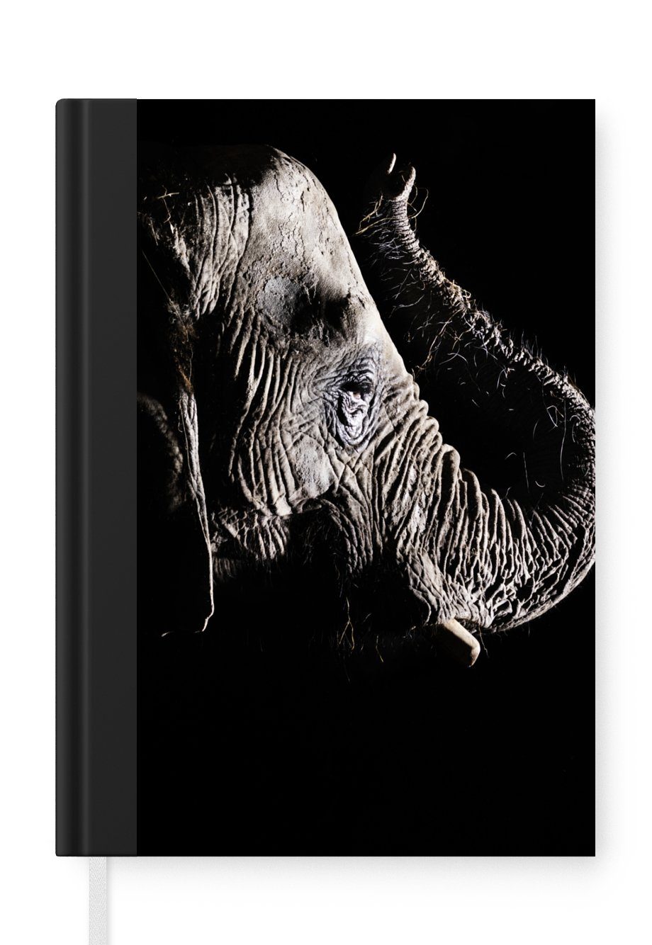 MuchoWow Notizbuch Elefant - Schwarz - Tiere - Natur, Journal, Merkzettel, Tagebuch, Notizheft, A5, 98 Seiten, Haushaltsbuch