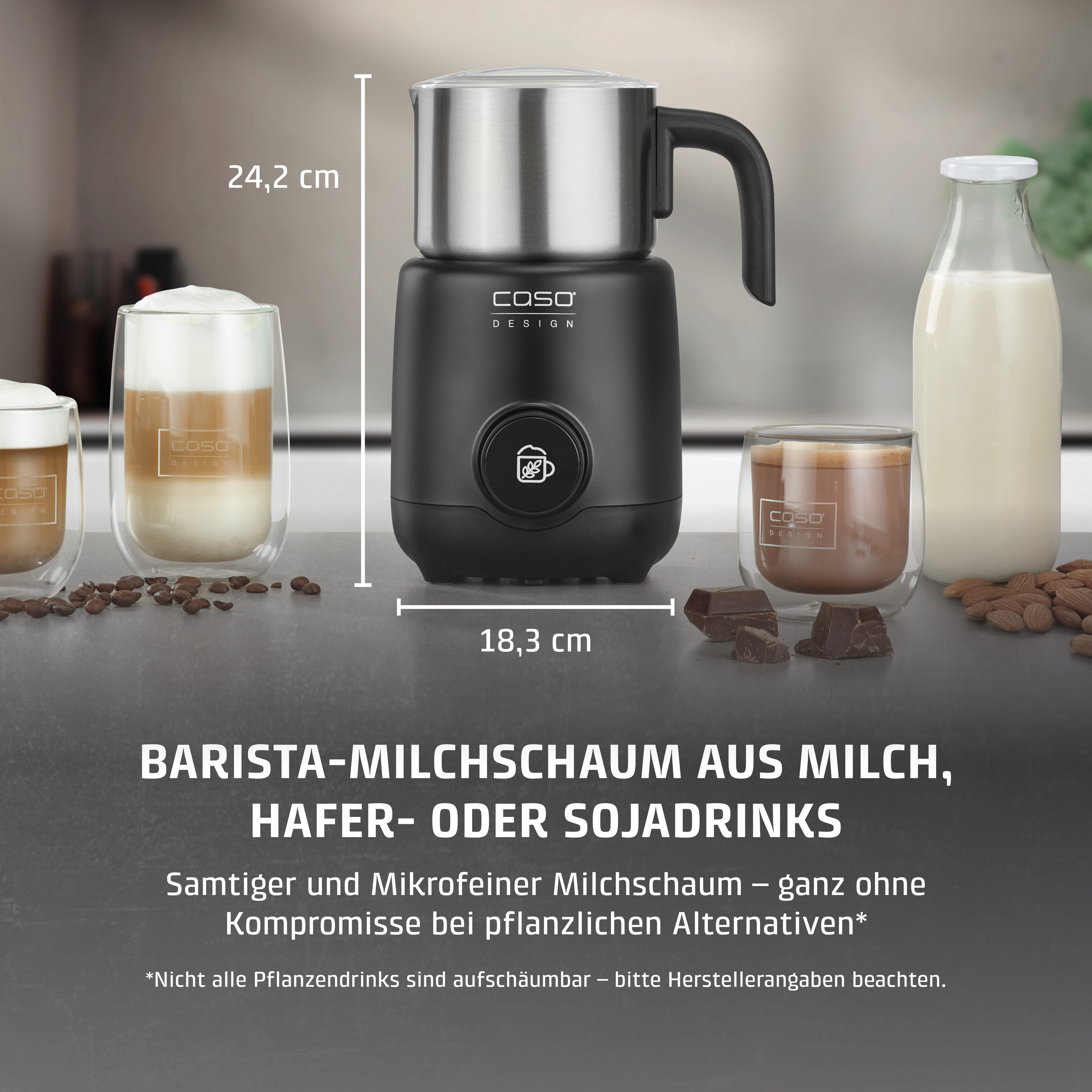 Caso Milchaufschäumer 1667 PremiumLatte XL, 550 W, Milchschaumbehälter, Deckel und Rühreinsatz spülmaschinengeeignet