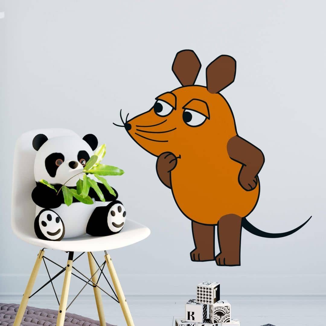 Die Maus Wandtattoo Kinderzimmer Wandbild neugierige Junge Mädchen Aufkleber Deko, selbstklebend, entfernbar
