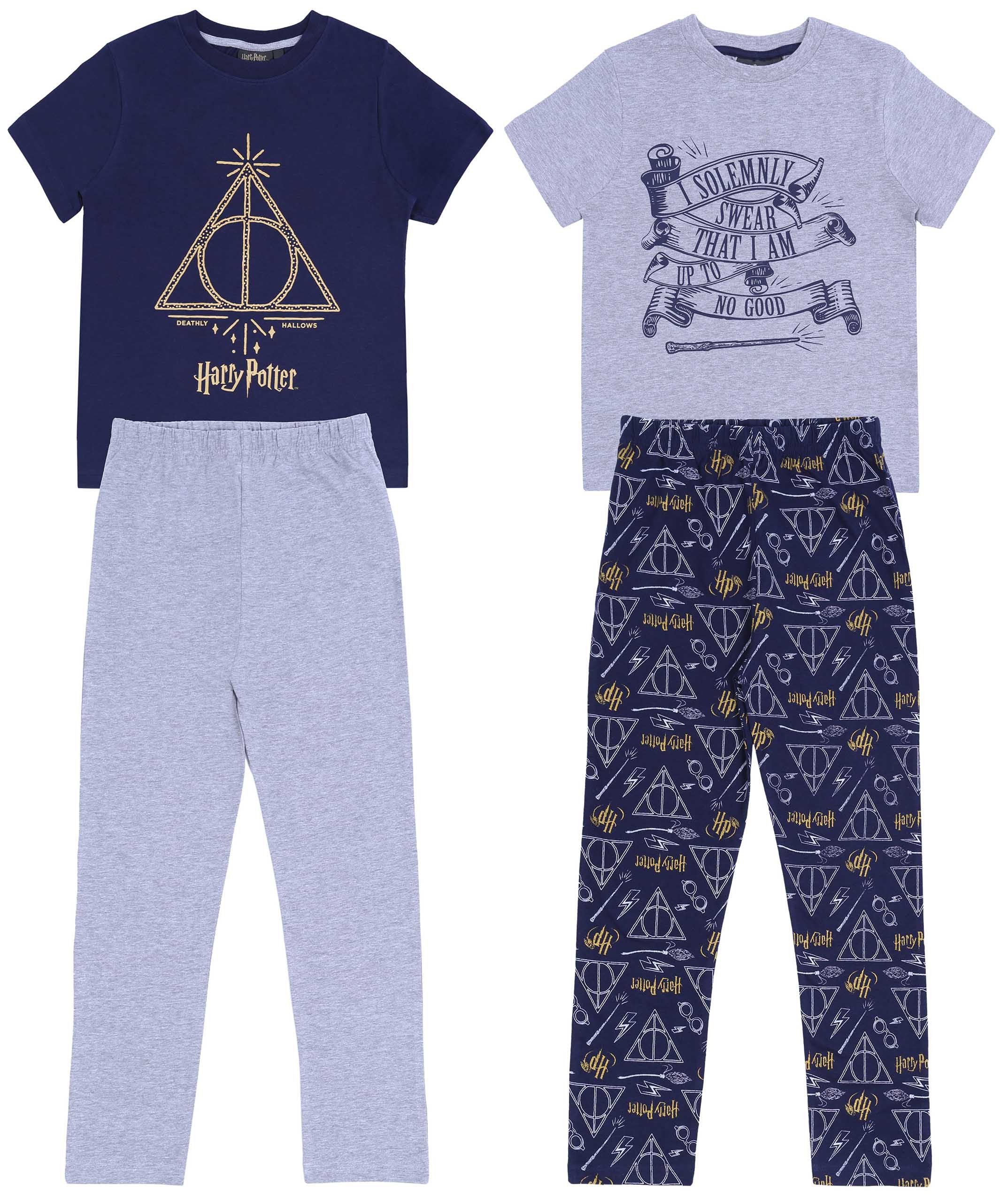 Sarcia.eu Pyjama 2 x Dunkelblau-grauer Schlafanzug HARRY POTTER 7-8 Jahre