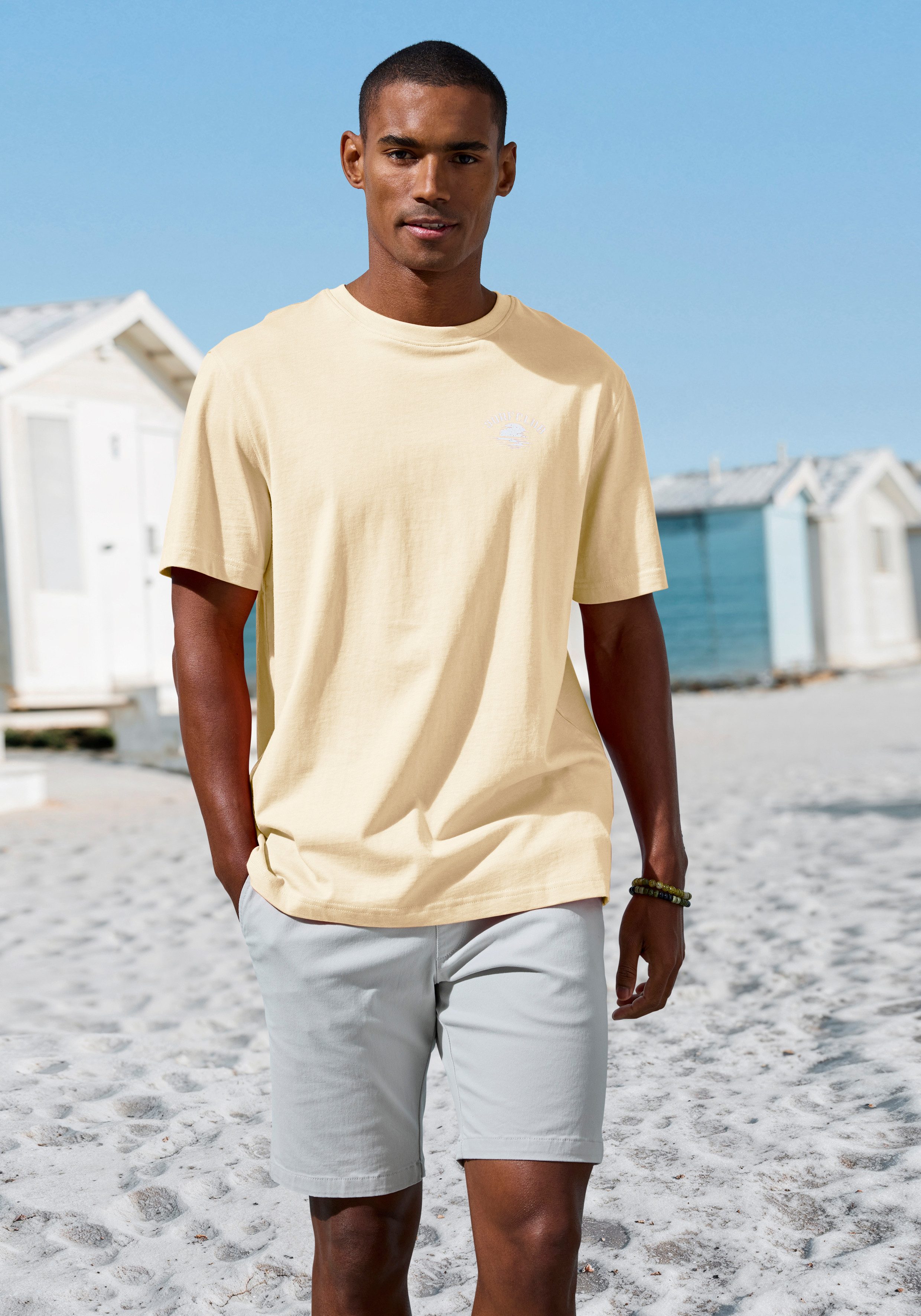 Beachtime T-Shirt, Printshirt Kurzarm, mit stylischem Print, Rundhalsausschnitt, aus Baumwolle