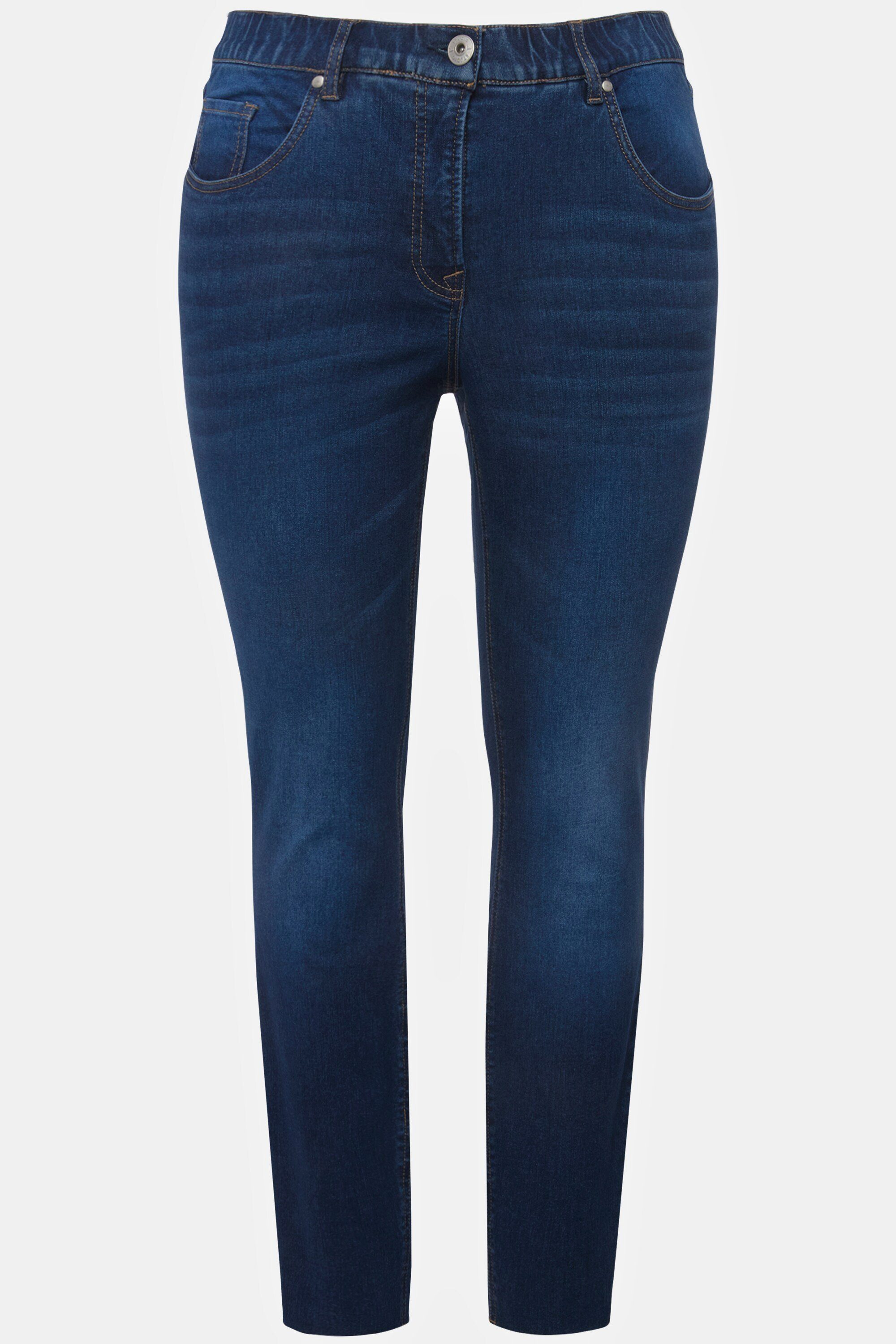 Saum cutted Skinny-Jeans Elastikbund Untold Regular-fit-Jeans 5-Pocket Studio
