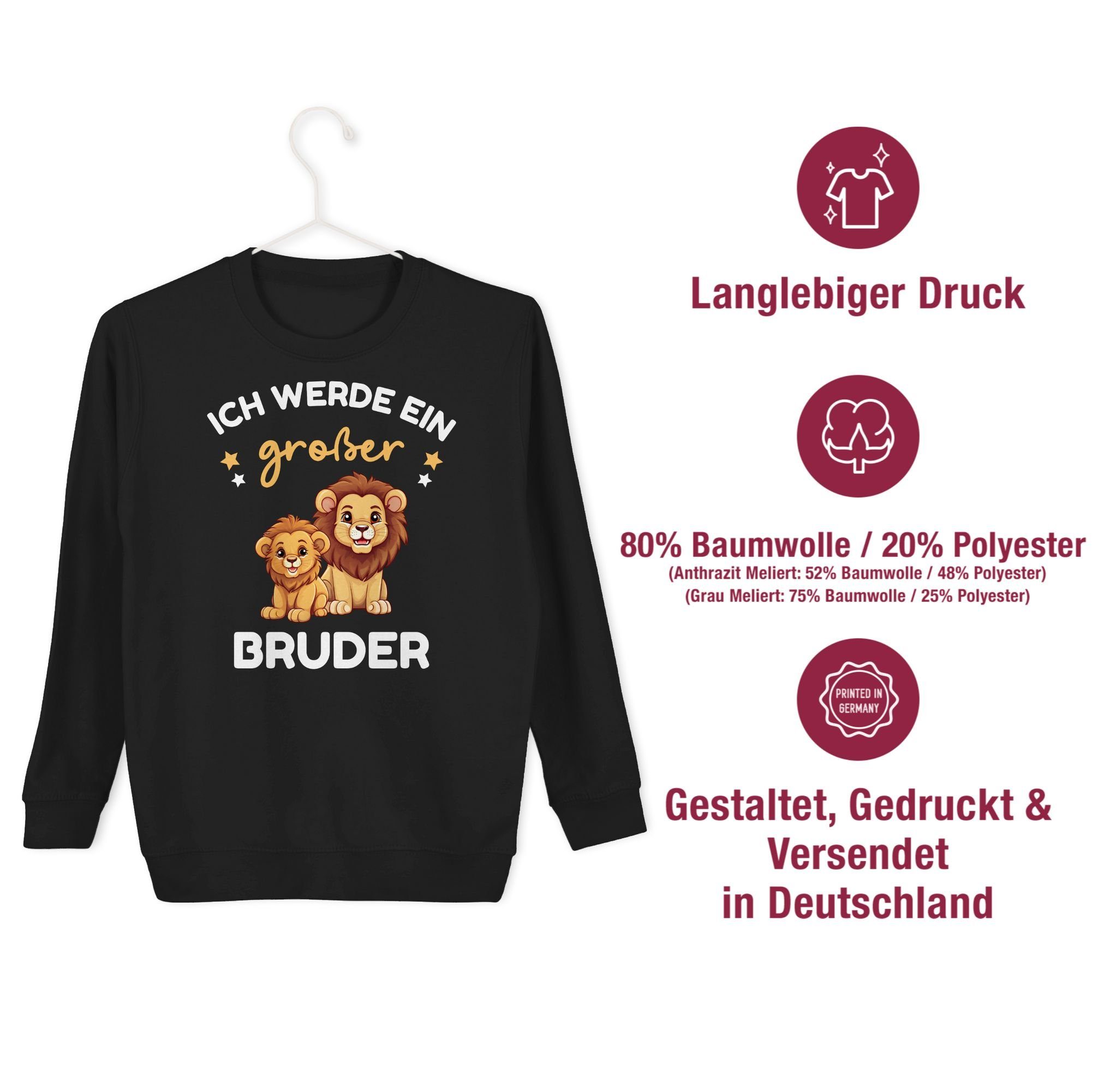 Shirtracer Sweatshirt Ich werde Bruder 3 Bruder Schwarz großer Löwen Großer Geschenk