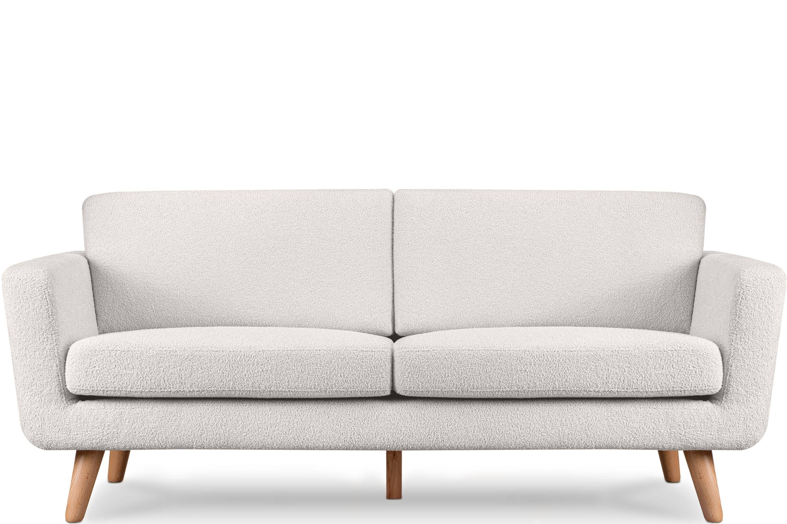 Konsimo 3-Sitzer in weiß Scandi-Stil, Sofa | Massivholz aus Made Europe, weiß TAGIO mit Armlehnen, Gestell 3 Personen