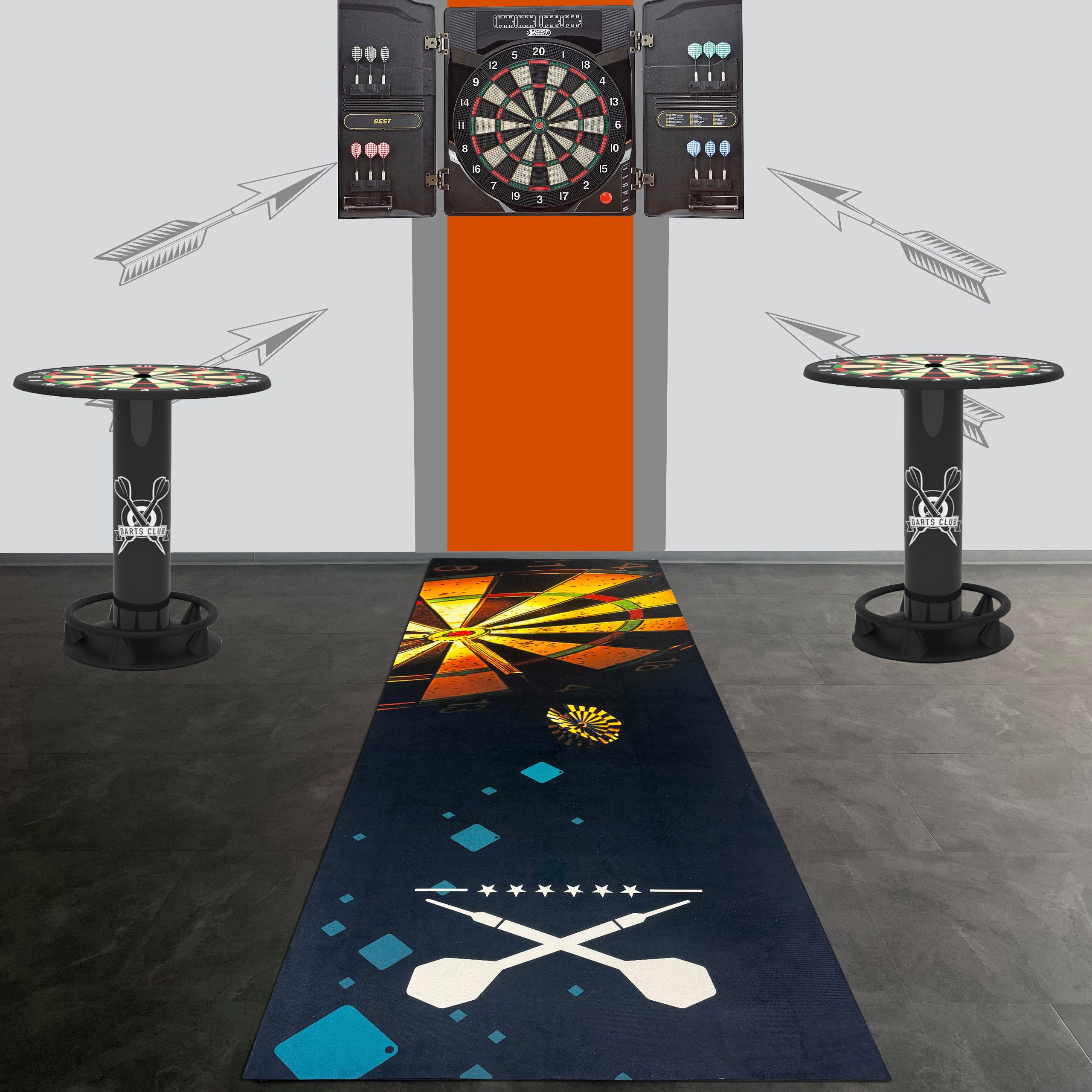 TeppichHome24 Teppich Dartmatte mit Dartscheibe und Abwurflinie, rechteckig günstig online kaufen