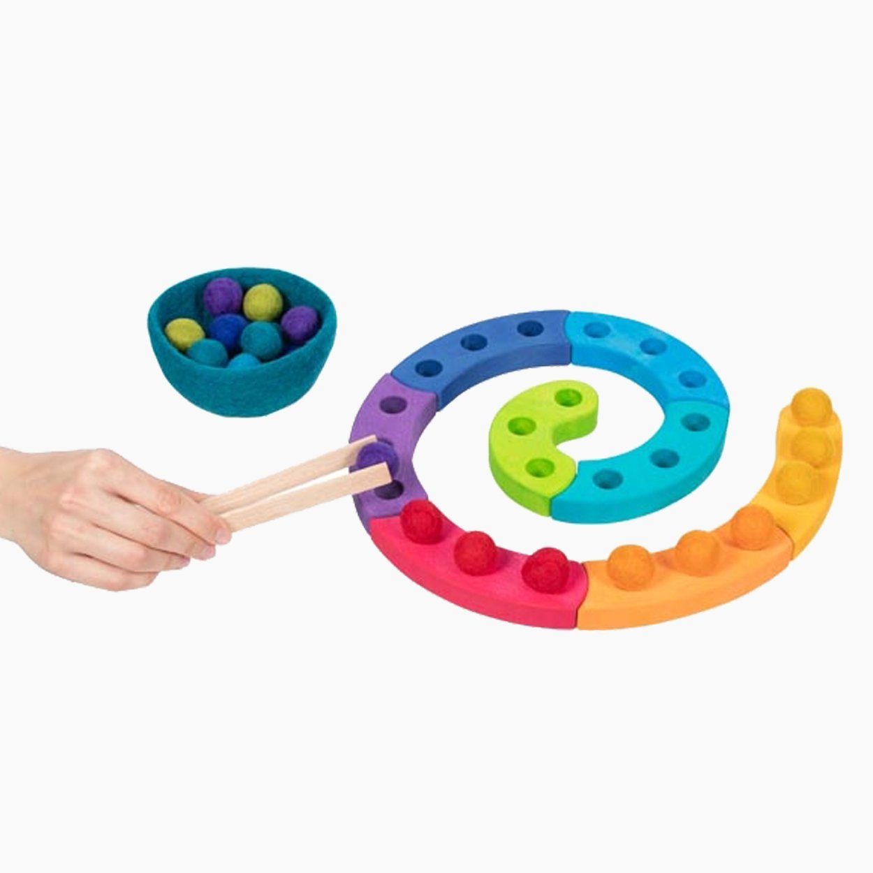 goki Schmuck-Adventskalender Farbsortierspiel und Adventsspirale (packung, 29-tlg), aus hochwertigem Ahornholz
