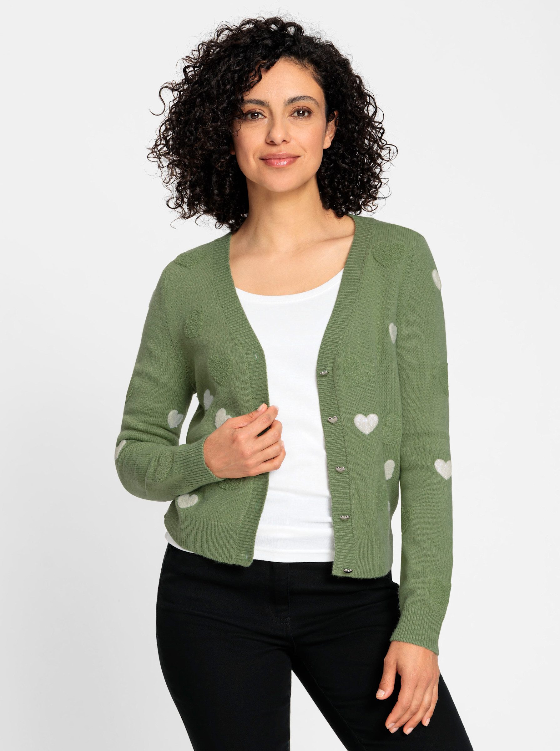 Strickjacke Strickjacke Langarm Jersey, Bouclé