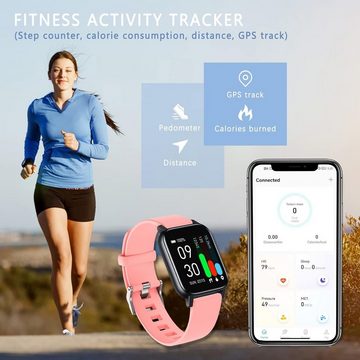 MicLee Smartwatch (1,3 Zoll, Andriod iOS), Fitness Tracker Fitnessuhr Armband Zifferblatt Sportuhr Wasserdicht