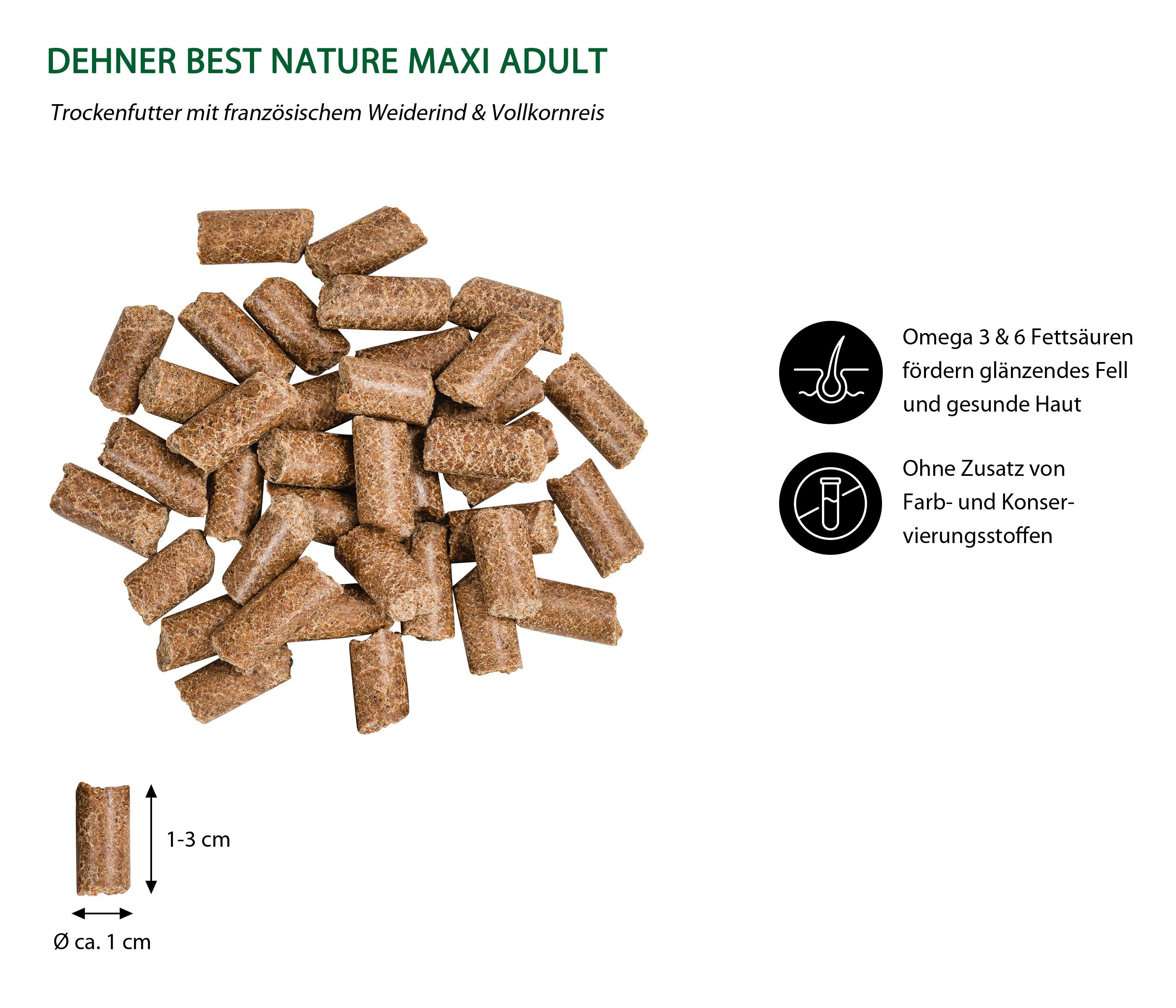 Dehner Best Nature Maxi Adult Rind / Fisch, 5 kg / 12.5 kg, getreidefrei Rind, Trockenfutter für: Hunde, Trockenfutter für ausgewachsene Hunde großer Rassen, zuckerfrei