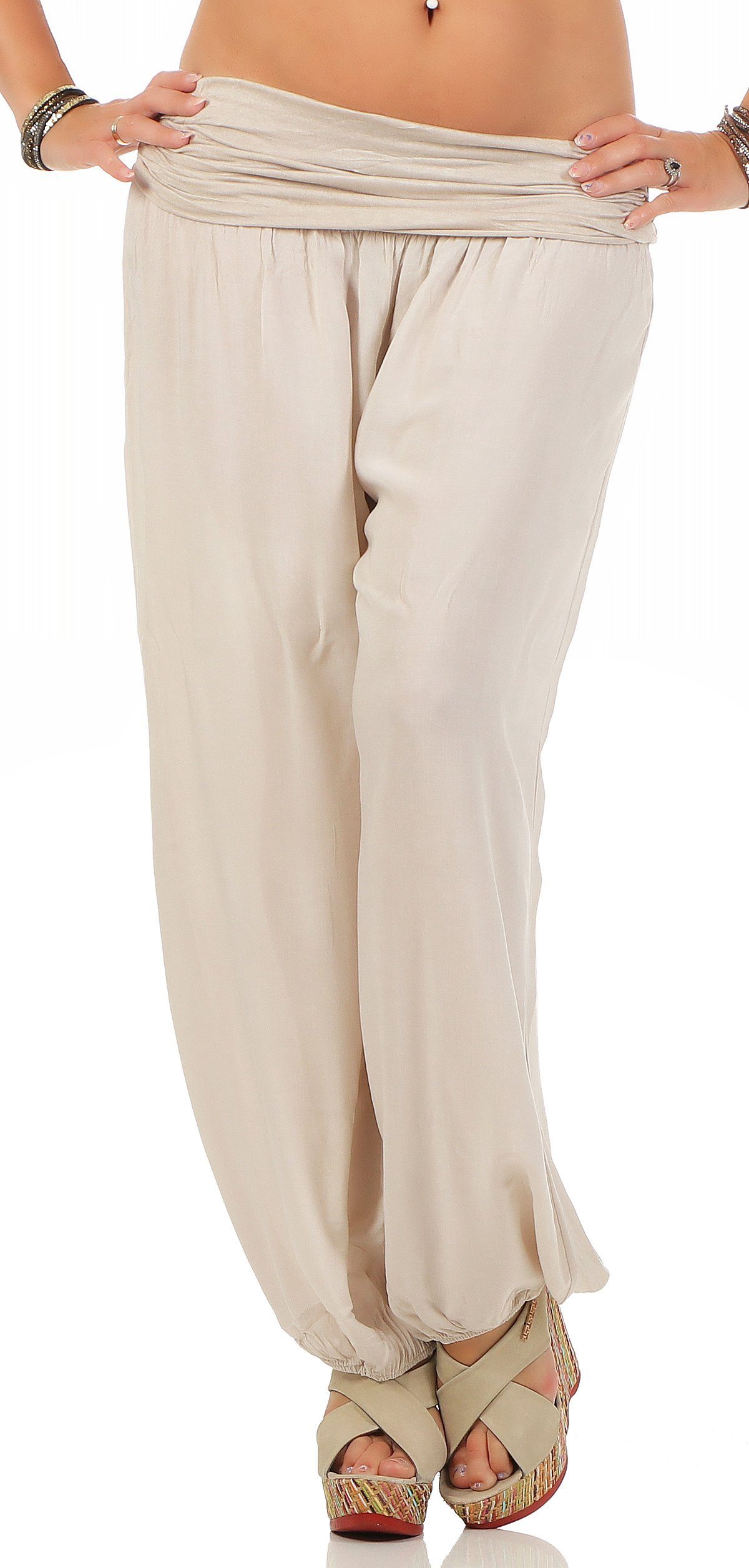 CLEO STYLE Haremshose Damen Sommerhose CL 2403 Beige One Size (34-42)