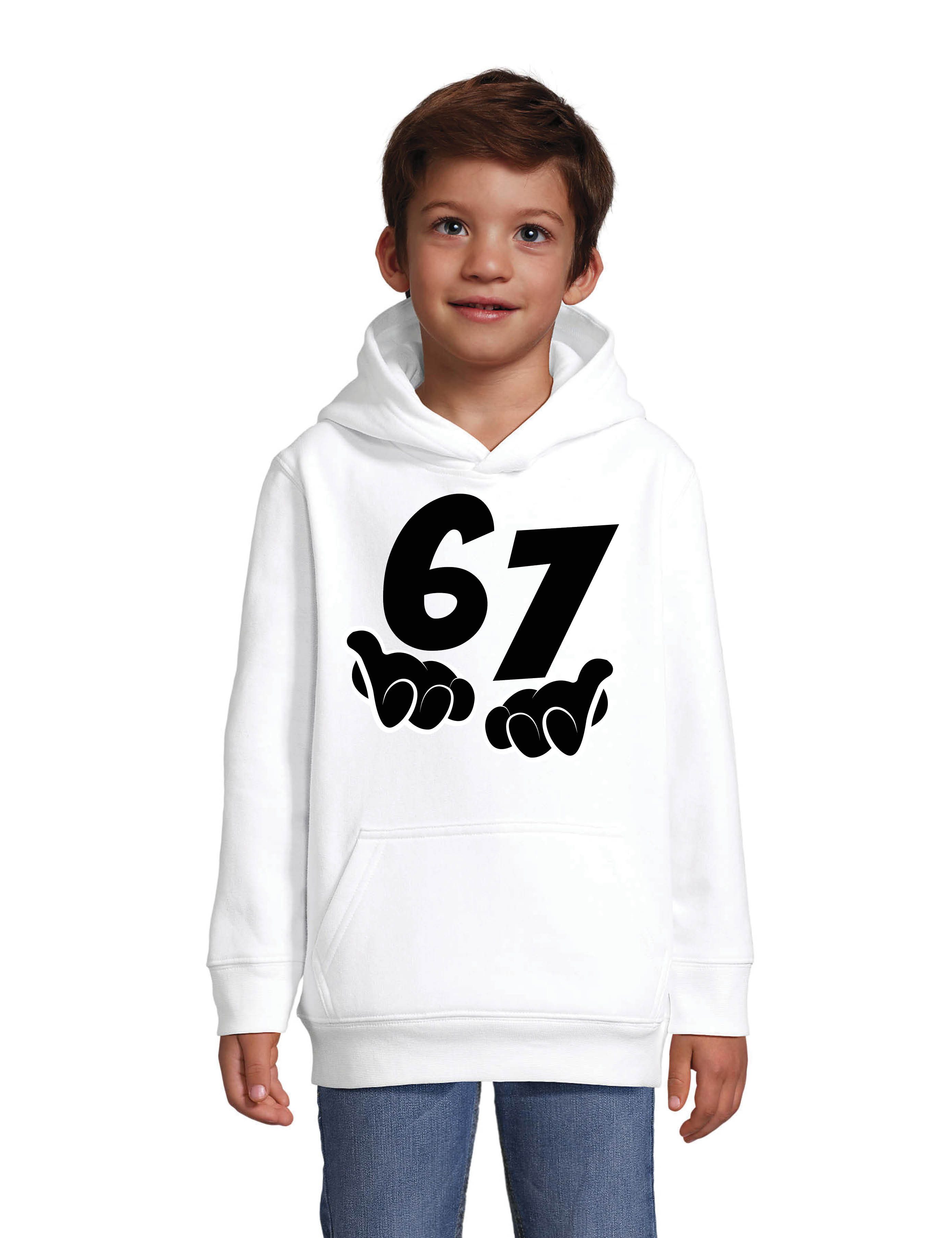 Youth Designz Kapuzenpullover Kinder Hoodie Kapuzenpullover "67" lustig Fun-Print Statement Geschenk mit witzigen und humorvollen Aufdruck für Jungen und Mädchen