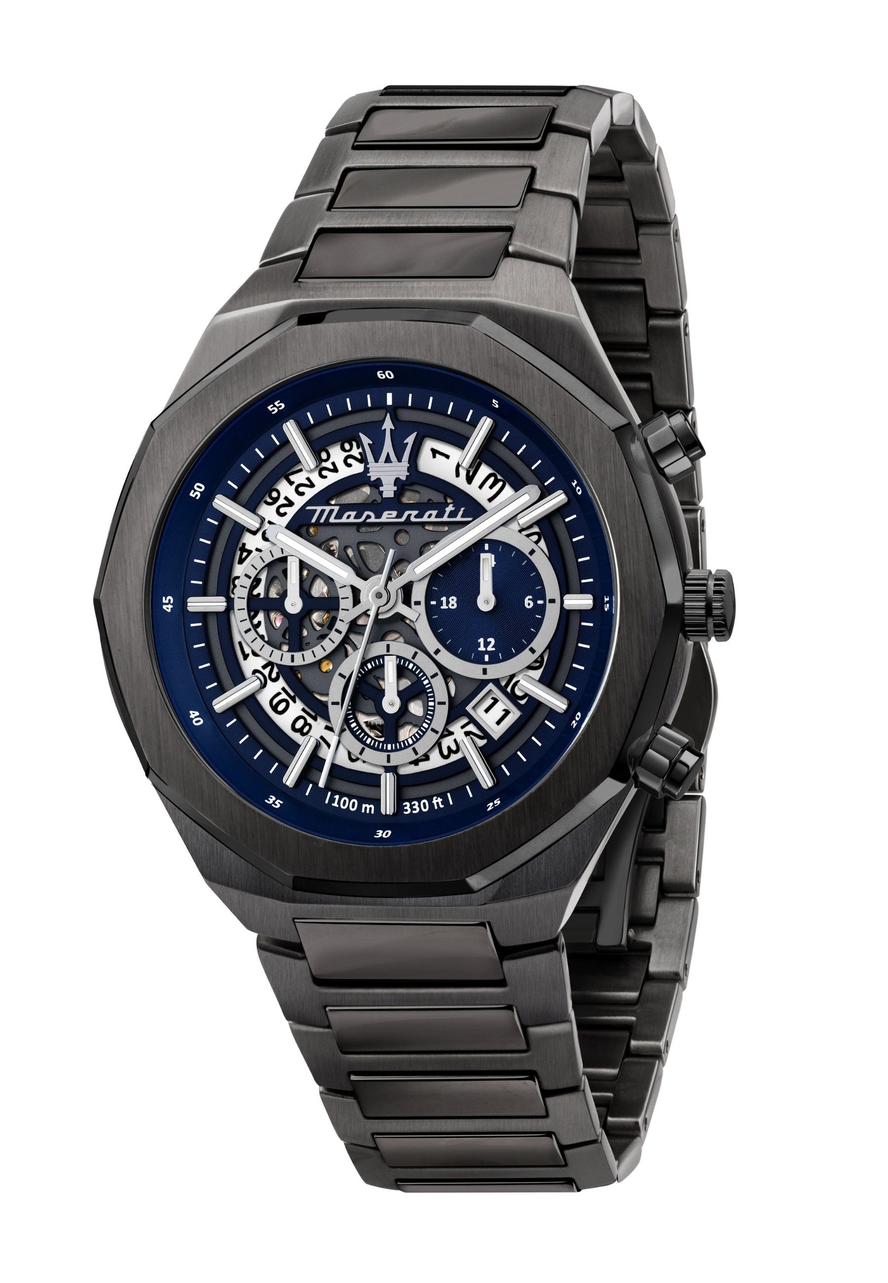 hochwertige Stile, modernem besonders aus Chronograph Armband angenehm Maserati ist Edelstahl mit Das Design, Time