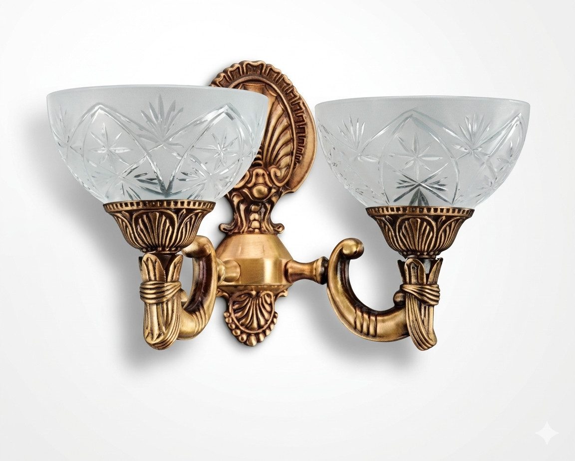 JVmoebel Wandleuchte Luxus Wandleuchte Art Lüster Gold Glas Elegante Wandlampe Sofort, Keine Funktionen, Leuchtmittel wechselbar