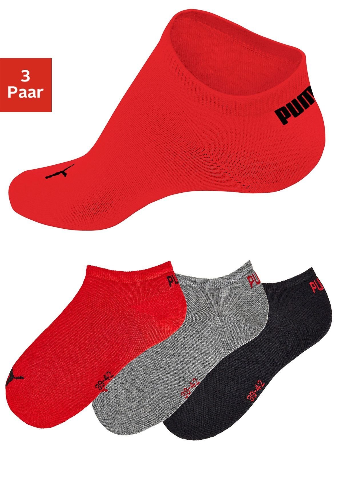 PUMA Sneakersocken (3-Paar) mit eingestricktem Markenlogo günstig online kaufen