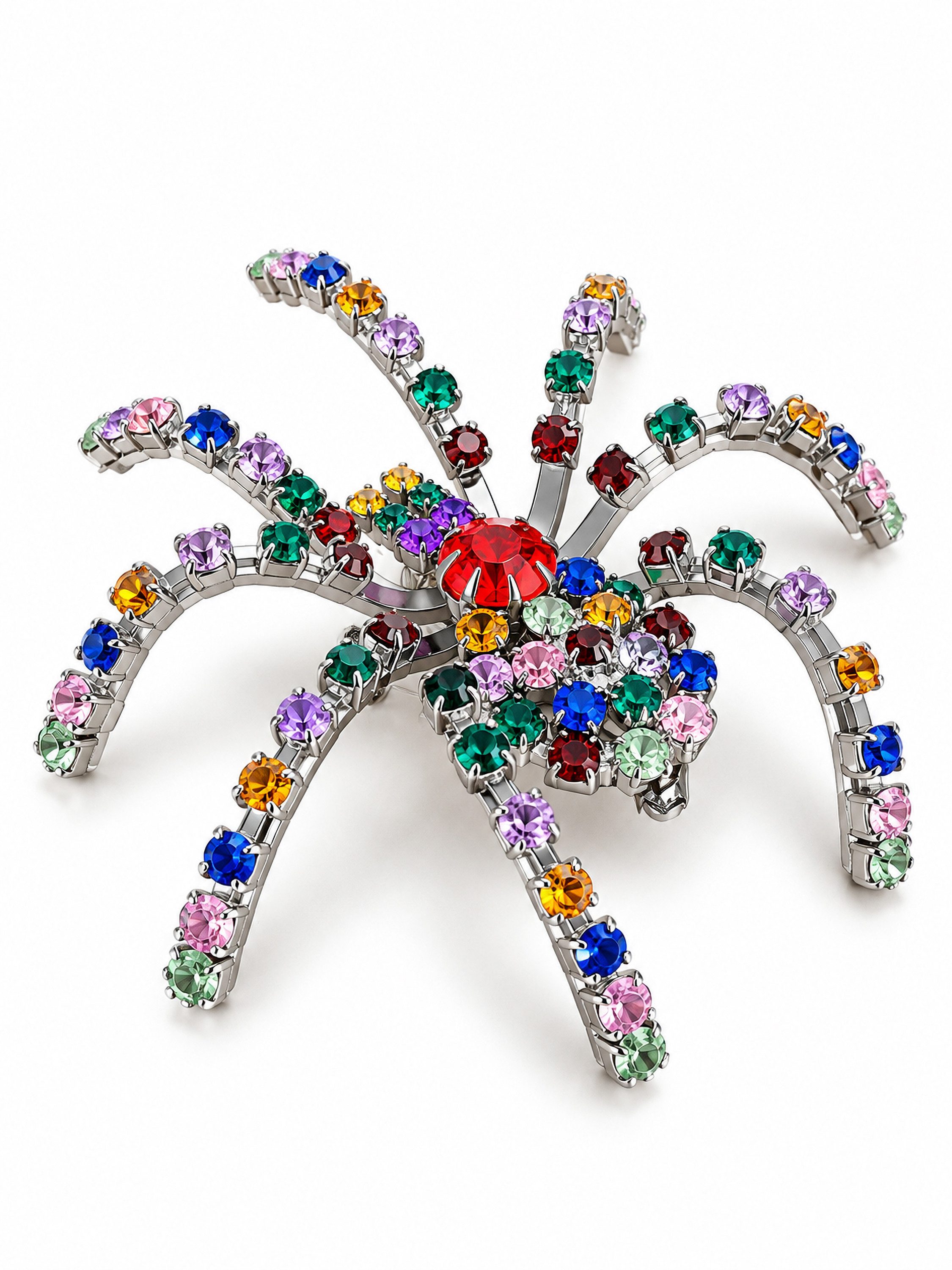 COLLEZIONE ALESSANDRO Brosche Rainbow Spider, Spinnen-Brosche mit Strasssteinen