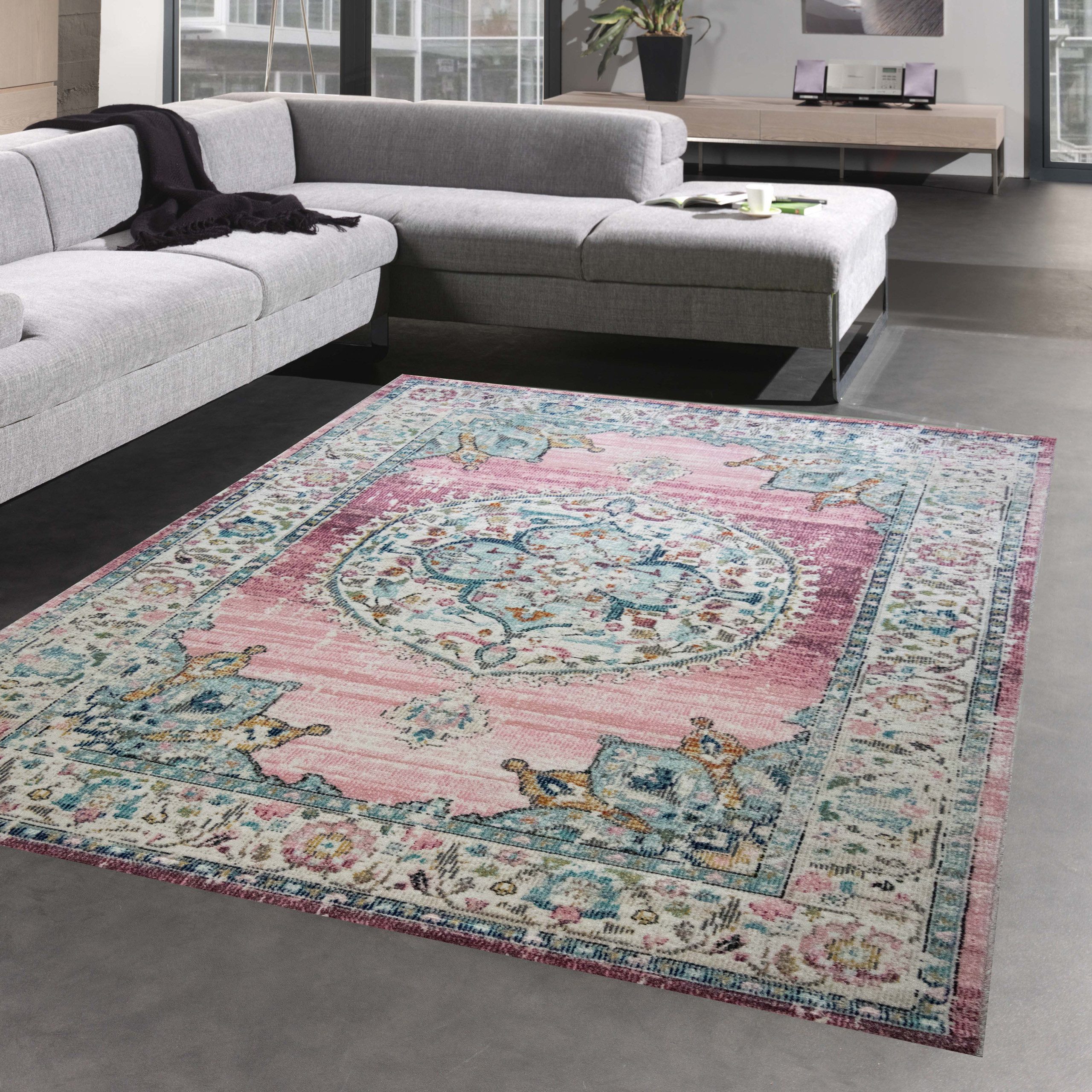Carpetia Outdoorteppich In- und Outdoor, rechteckig, Höhe: 5 mm, mit orientalischem Vintage-Ornamentmuster