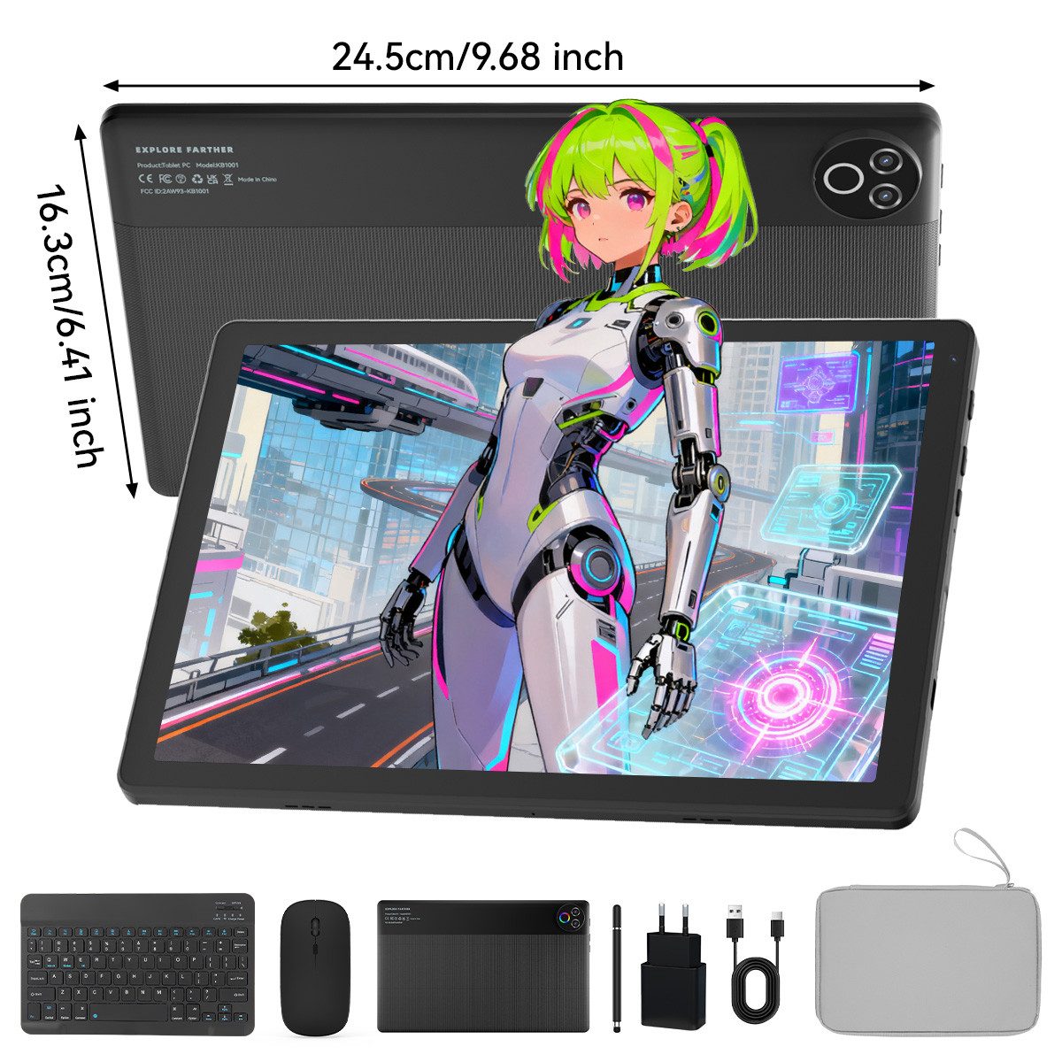 BUFO 10,1 Zoll 64GB ROM optional mit Tastatur Tablet (10", 64 GB, Android, WiFi, Große Kapazität)
