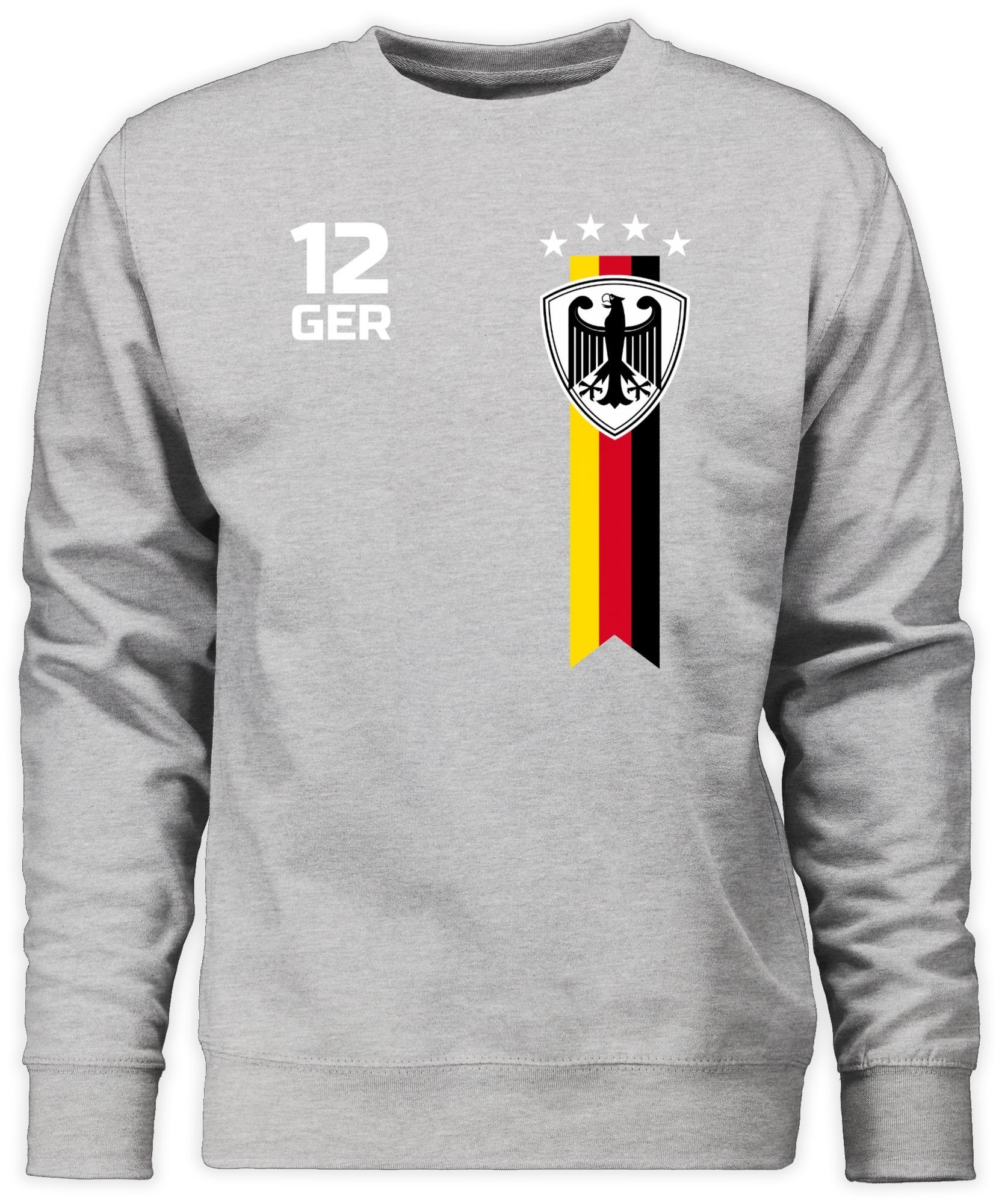 2 EM Deutschland Shirtracer (1-tlg) Fan Grau 2024 Sweatshirt Fussball WM meliert