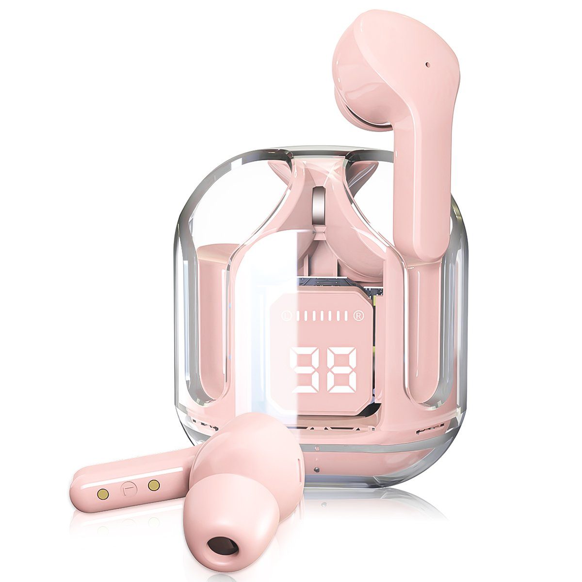 10-minütigen Stereoklang, Stunden EDR, Kopfhoerer HiFi Aufladung) (Komposit-Audiotreiber Kabellos 5.3 für Rosa einer 7Magic wireless In-Ear-Kopfhörer mit + Bluetooth mit Mikrofon Dual Wiedergabe 1,5