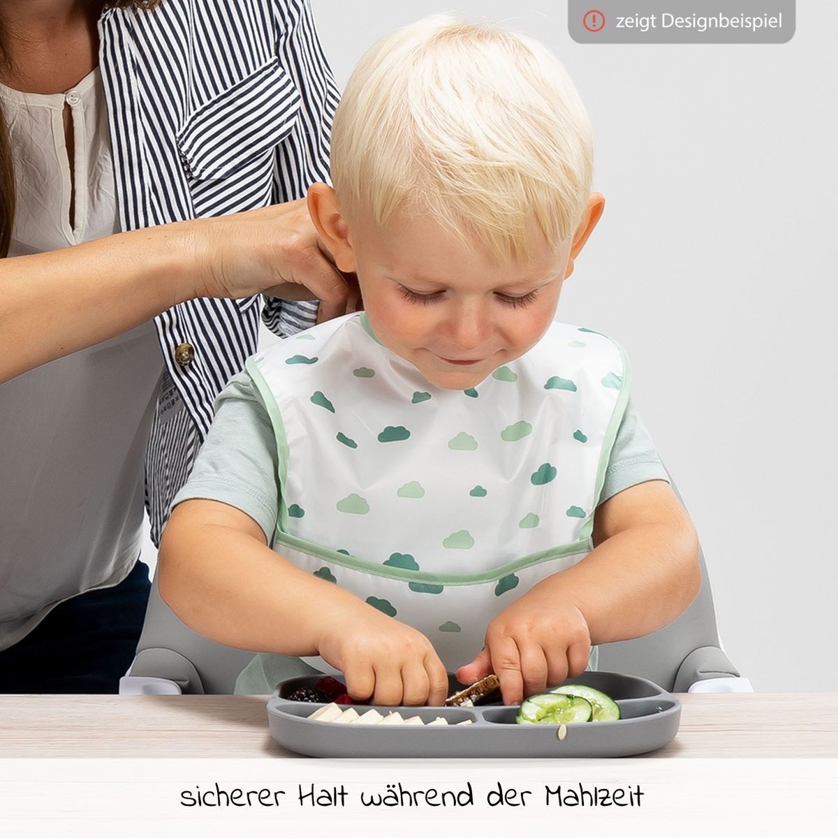 MiaMia Lätzchen Grün, (5-St), 5 x Baby Lätzchen ärmellos mit Auffangschale und Klettverschluss