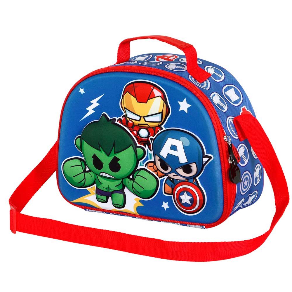 Karactermania Umhängetasche Marvel The Avengers Vorschultasche Frühstückstasche Kindergartentasche, Isolierende Innenauskleidung