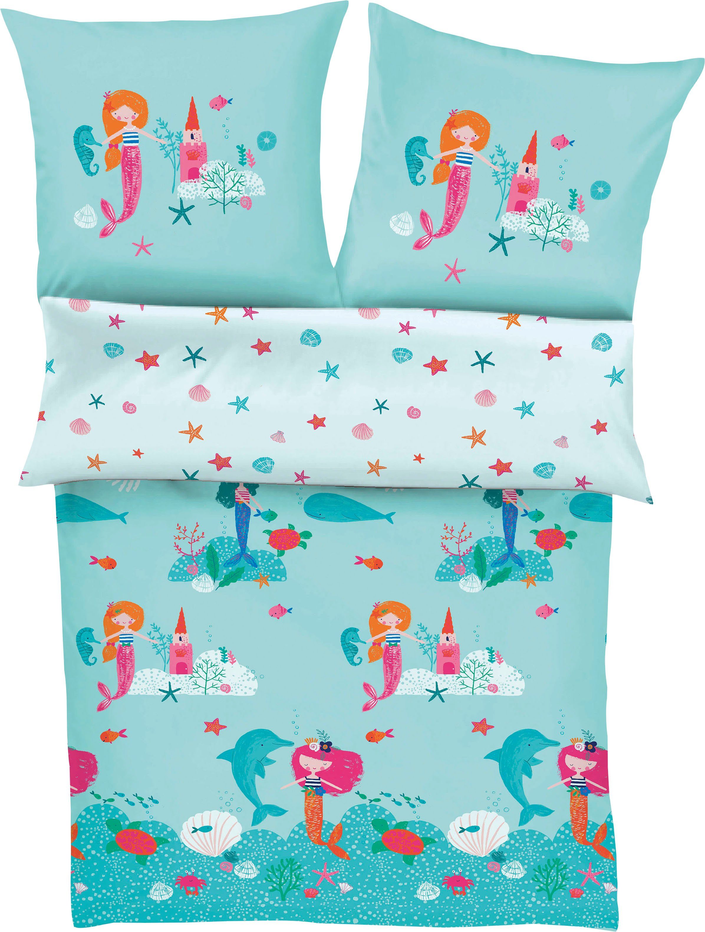 s.Oliver Junior Kinderbettwäsche Meerjungfrau, Satin, mit Meerjungfraumotiv günstig online kaufen
