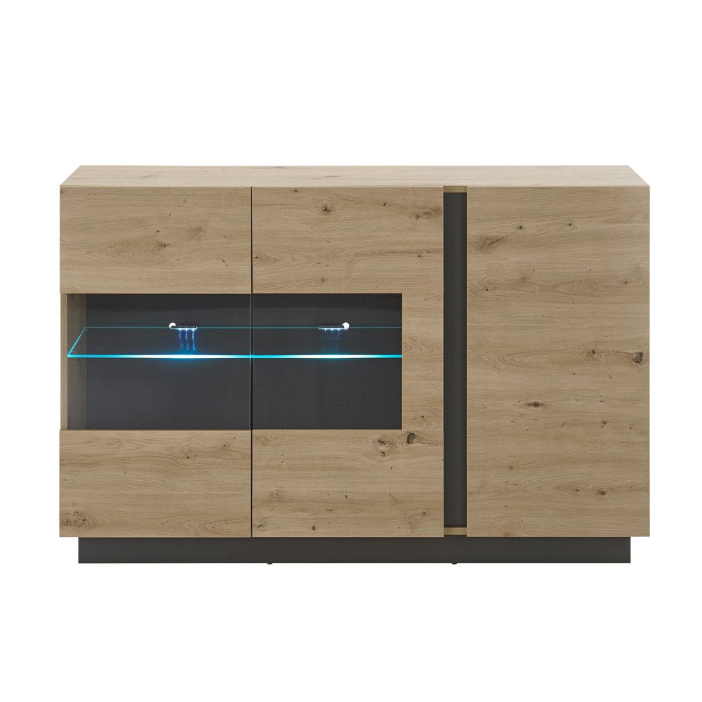 Lomadox Sideboard CARDIFF-61, Artisan Nb. mit Absetzungen in Graphit grau 138/91/40 cm