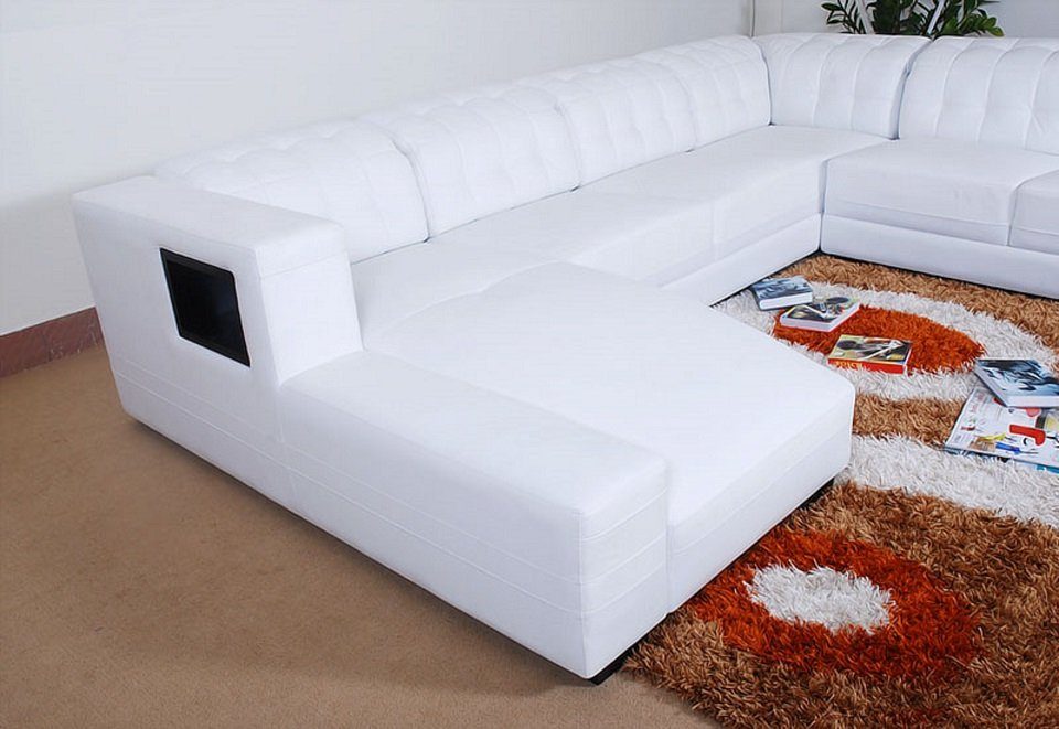 Hocker Garnitur, Ecksofa Weiß Polster mit Europe in Ecksofa Sofa Designer JVmoebel Made Couch