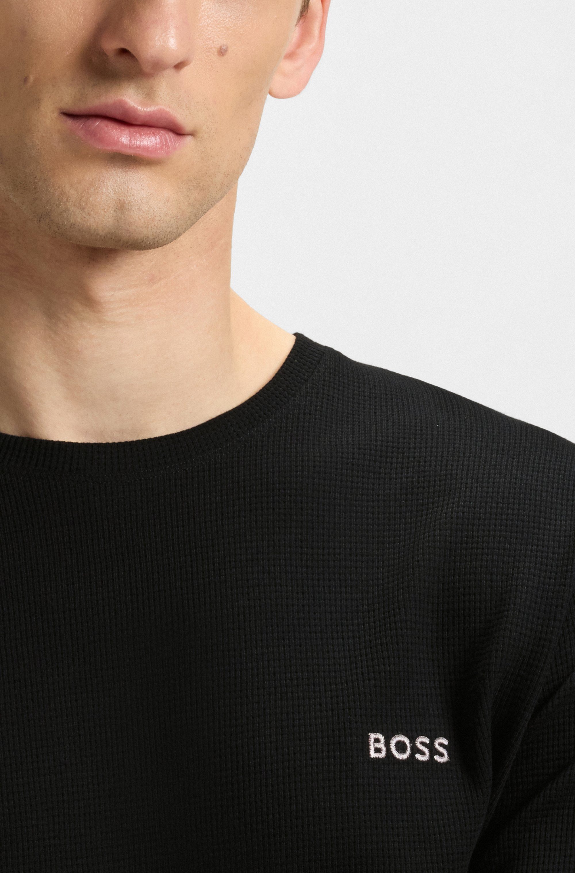 BOSS Pyjamaoberteil Waffle LS-Shirt